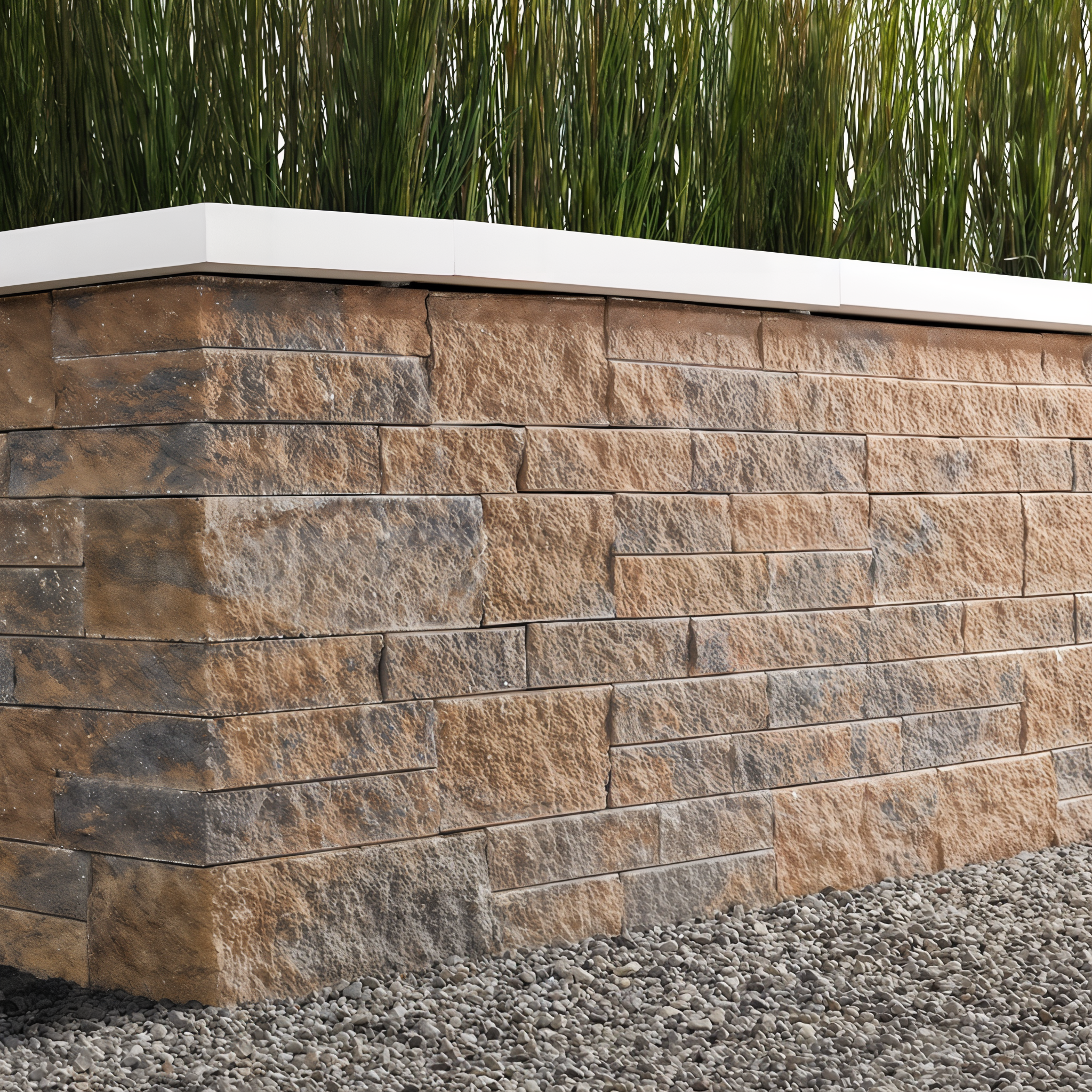 Mini-Creta Architectural Wall in Sandlewood Split Pillar finish.