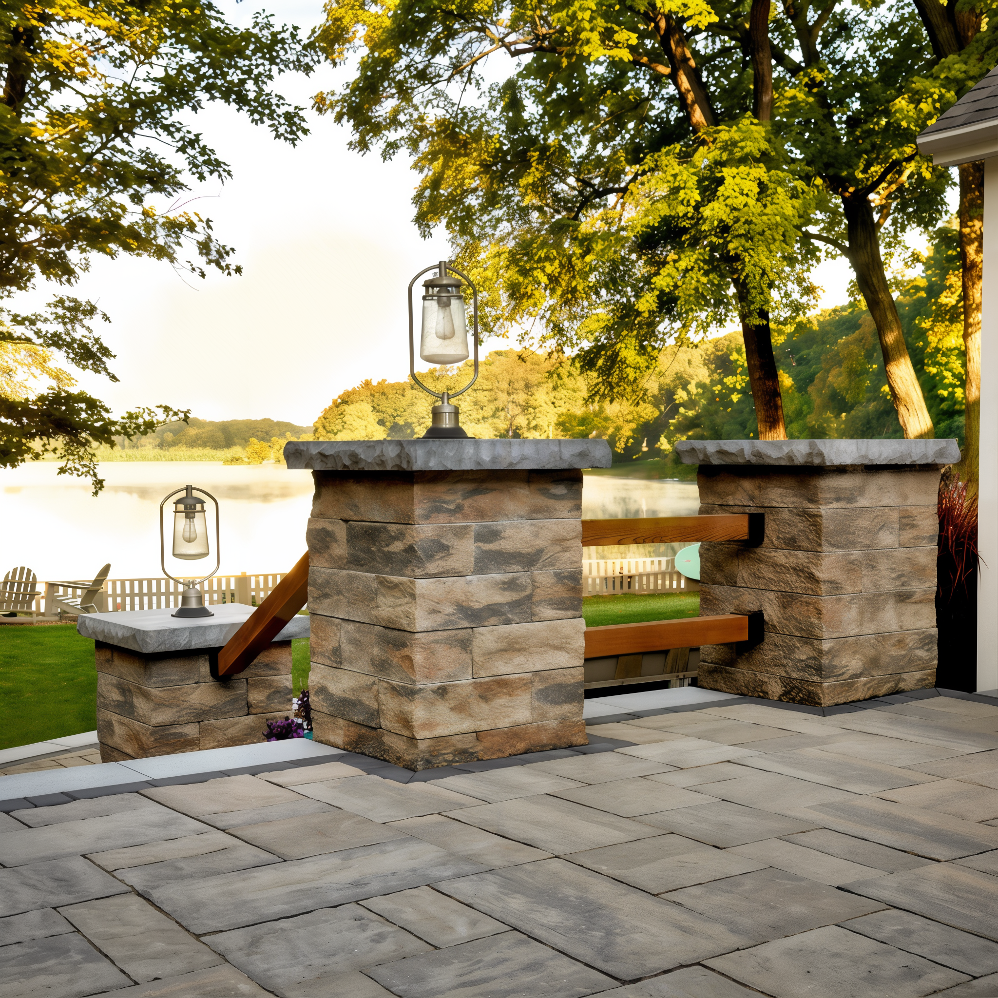 Mini-Creta Sandlewood Wall as patio column and garden wall.