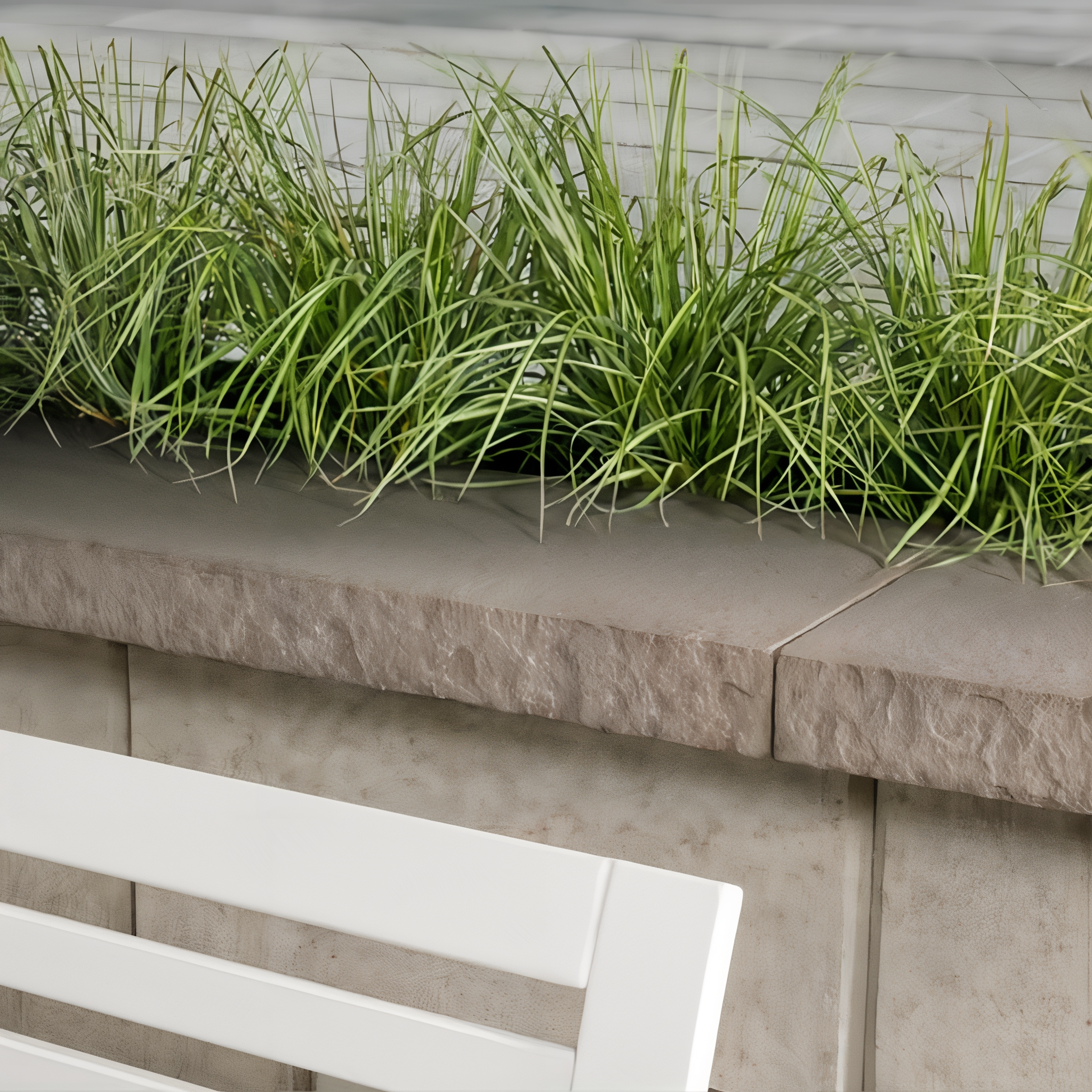 Piedimonte Cap in Rock Garden Brown for walls and steps. #Rock Garden Brown / Klean-Bloc Thermal#Wall & Step
