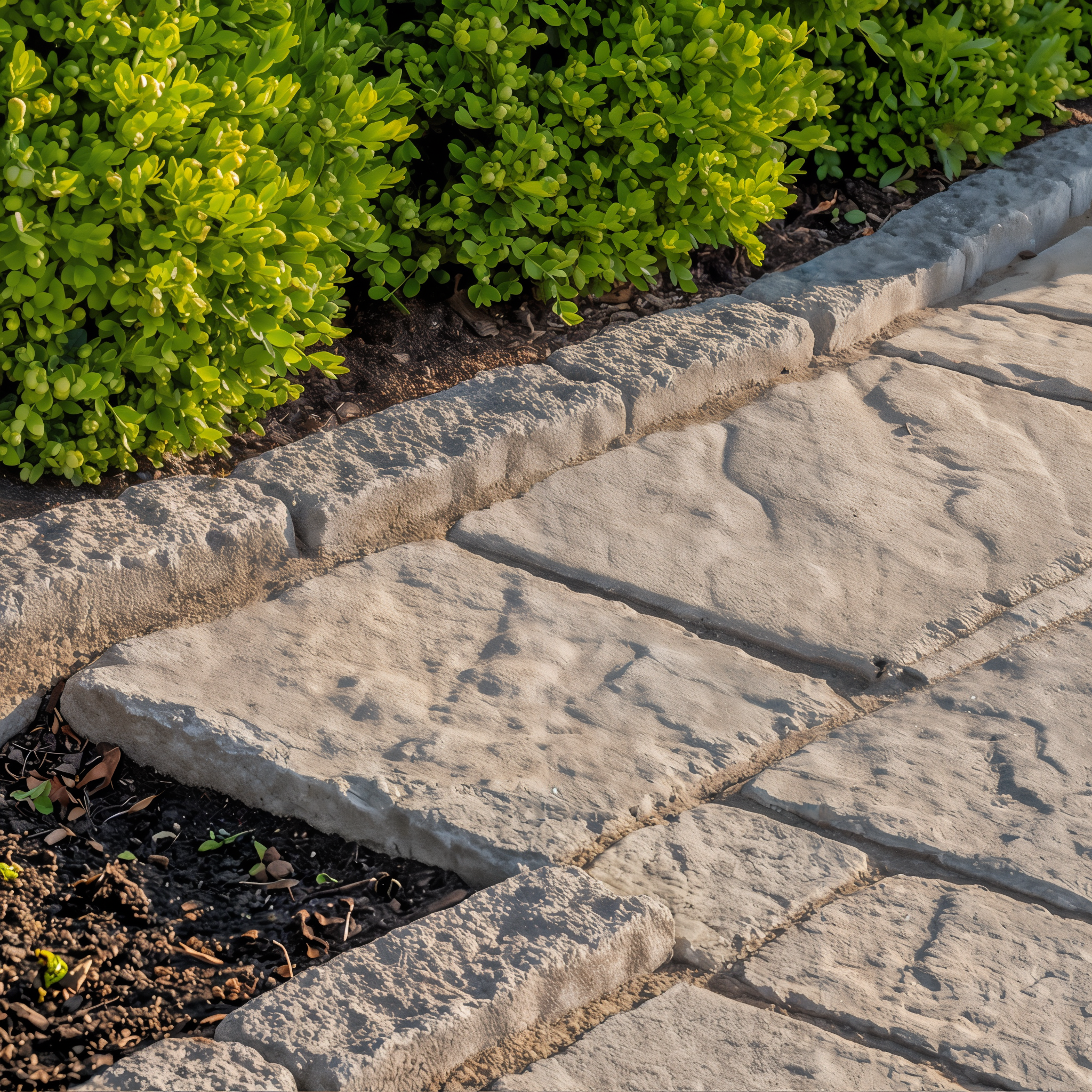 Pietra garden edging stones in Chestnut Brown with a split aged modular design. #Chestnut Brown / Split/Aged#Modular Size