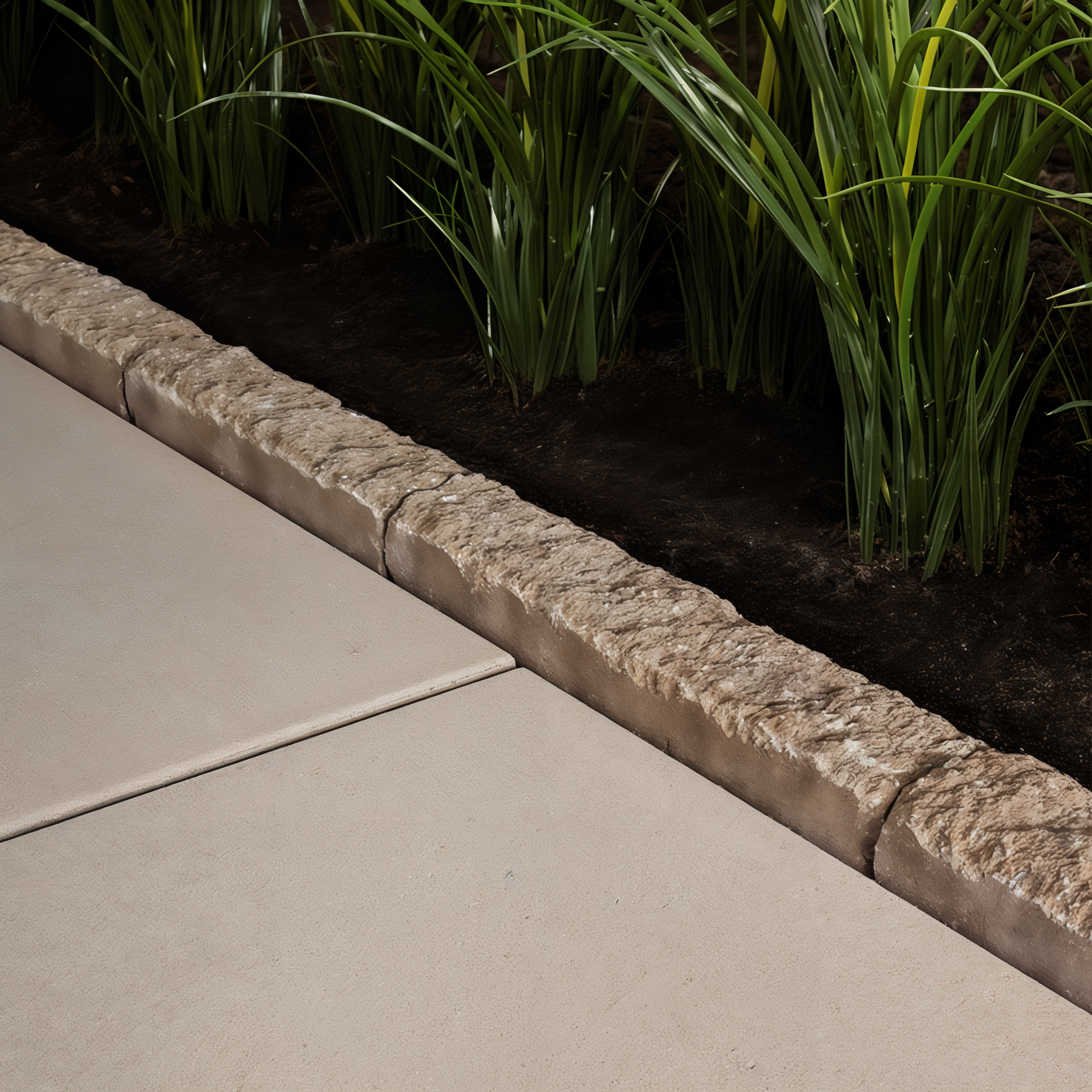 Pietra Edge Chestnut Brown edging stones in a modular split aged style. #Chestnut Brown / Split/Aged#Modular Size