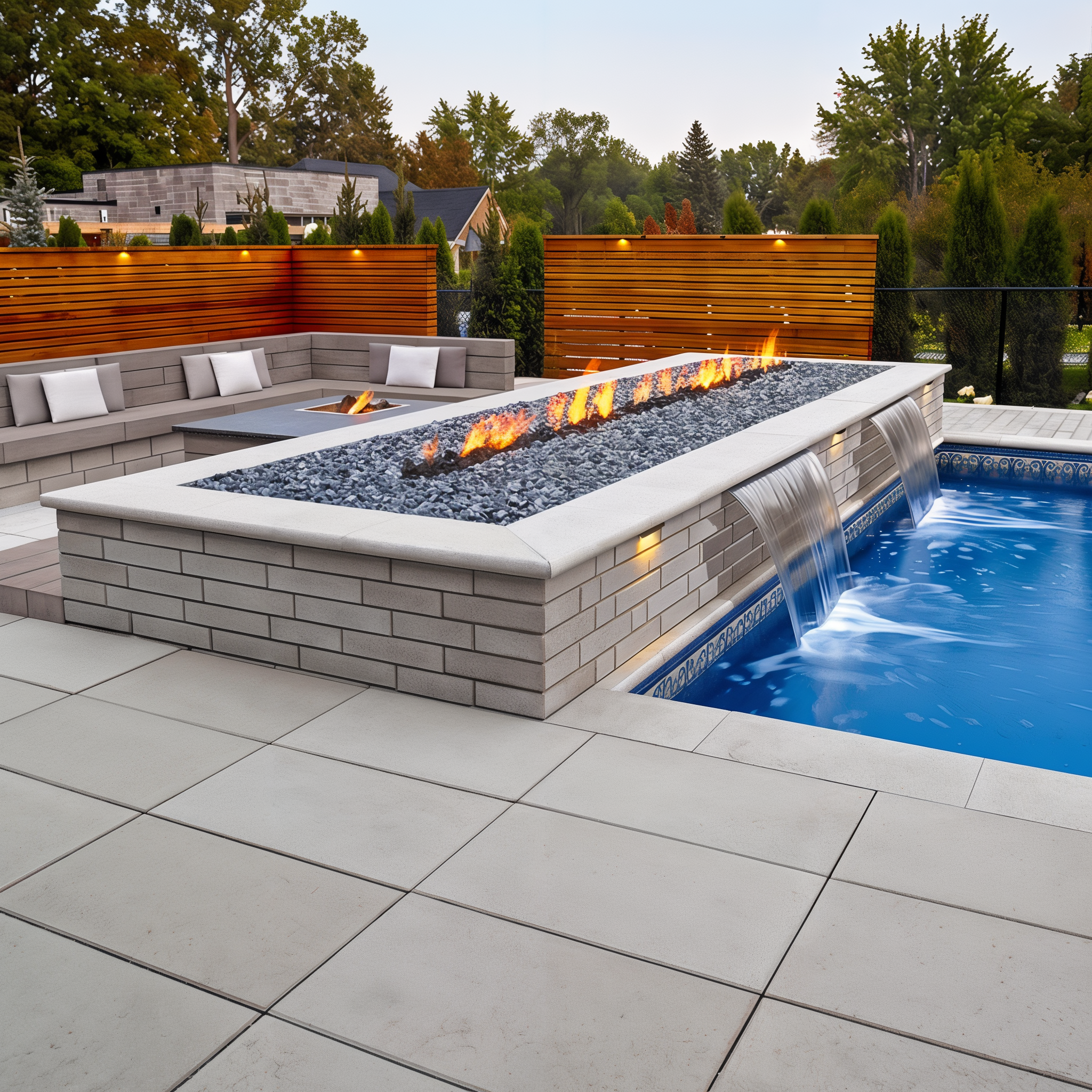 Retaining wall made with Raffinato Wall blocks, polished greyed nickel, 180mm wall.