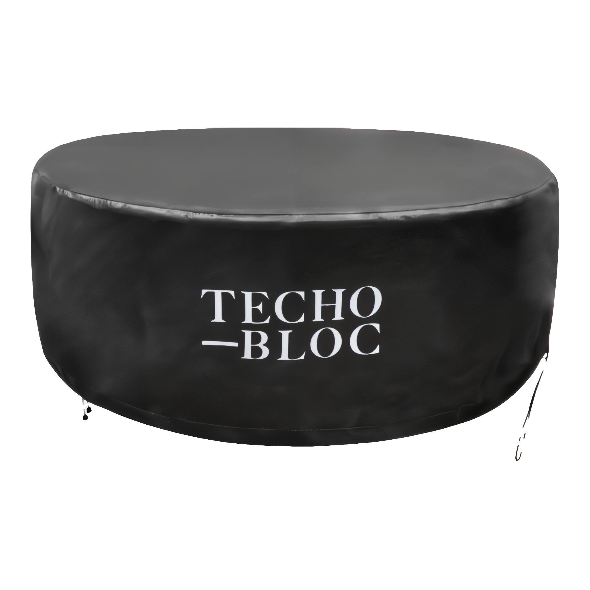 Techo-Bloc Sculptura Firepit Cover, Cool Grey Smooth, single size, in black. #Cool Grey / Smooth#Single Size
