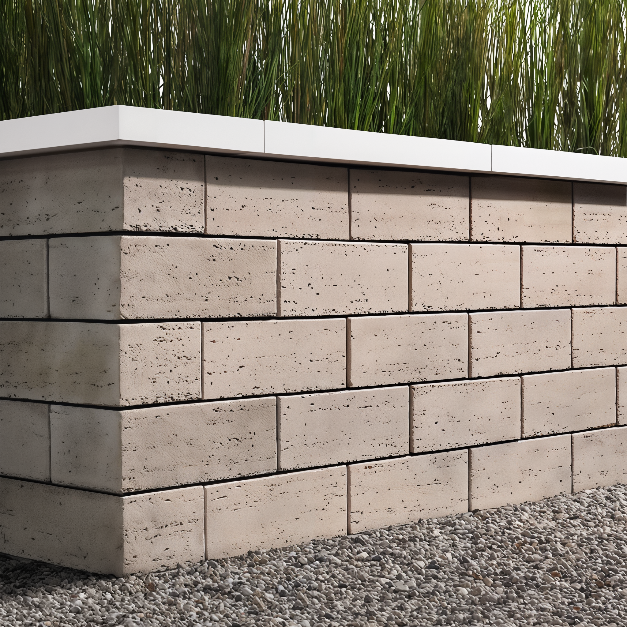 Travertina Wall Raw Rock Garden 9044, Rock Garden Brown Brushed Travertine corner and pillar
