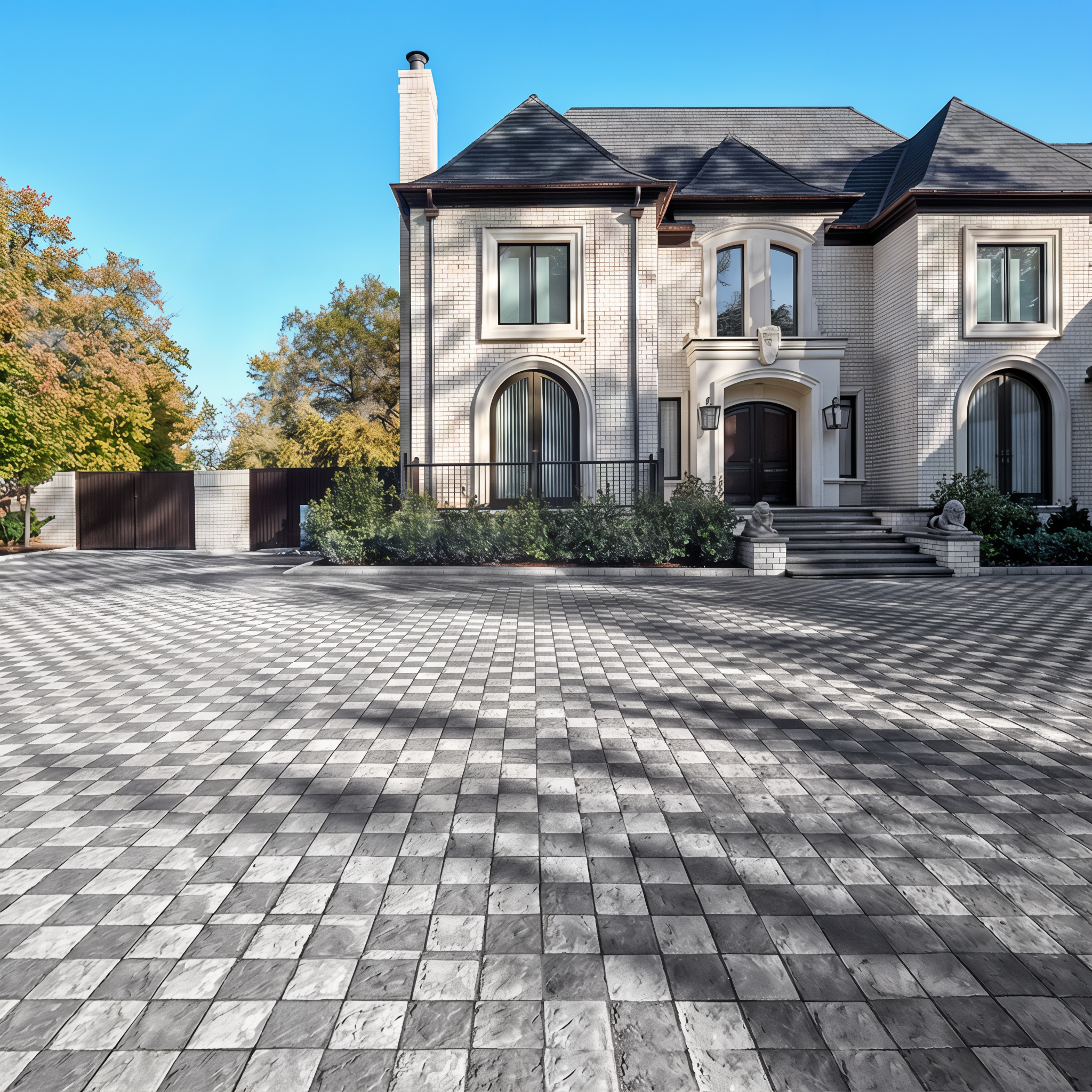 Onyx Black and Shale Grey Valet pavers in a bold driveway design.