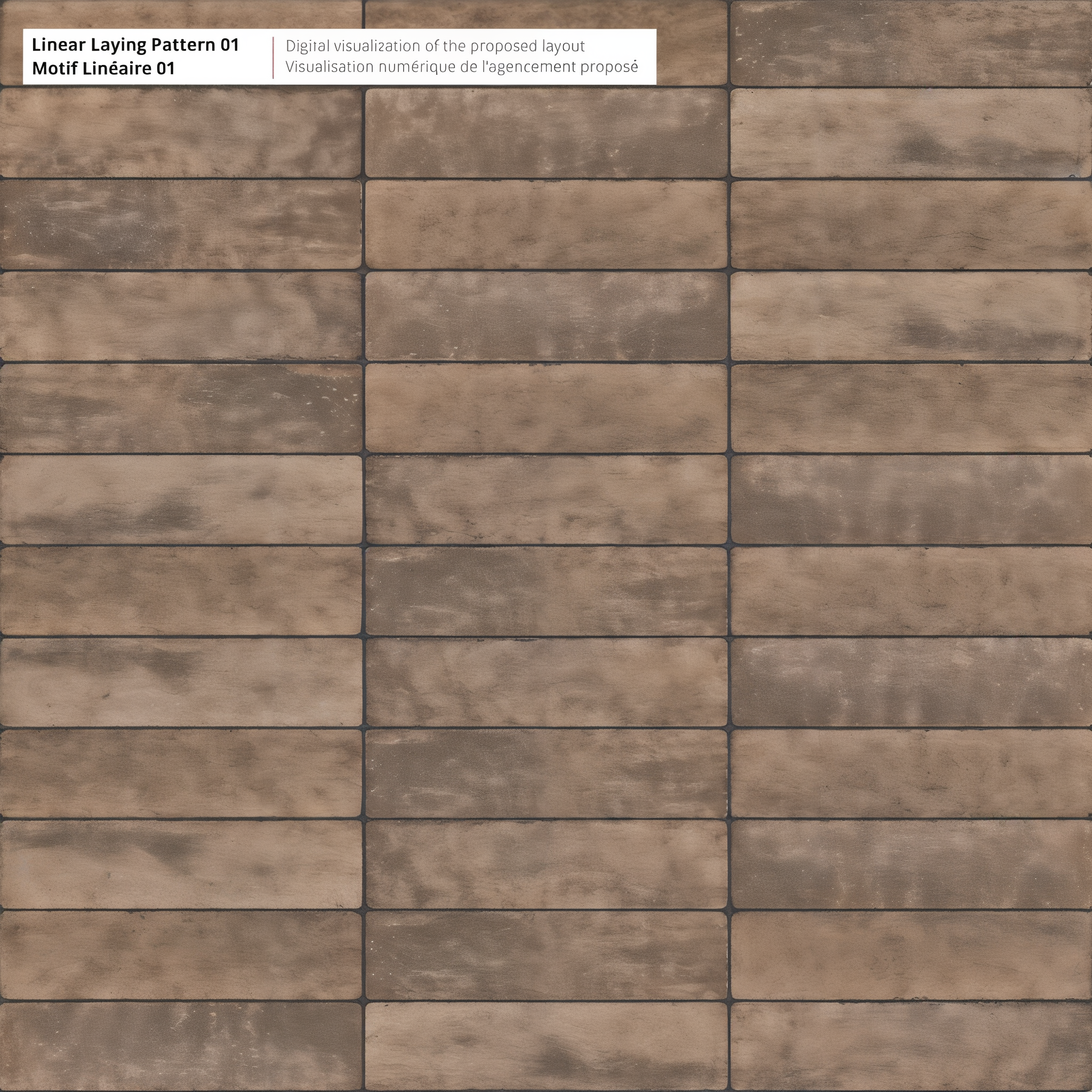 Westmount Chestnut Brown HD² pavers Linear Pattern 01; Caffè Crema Single Size.