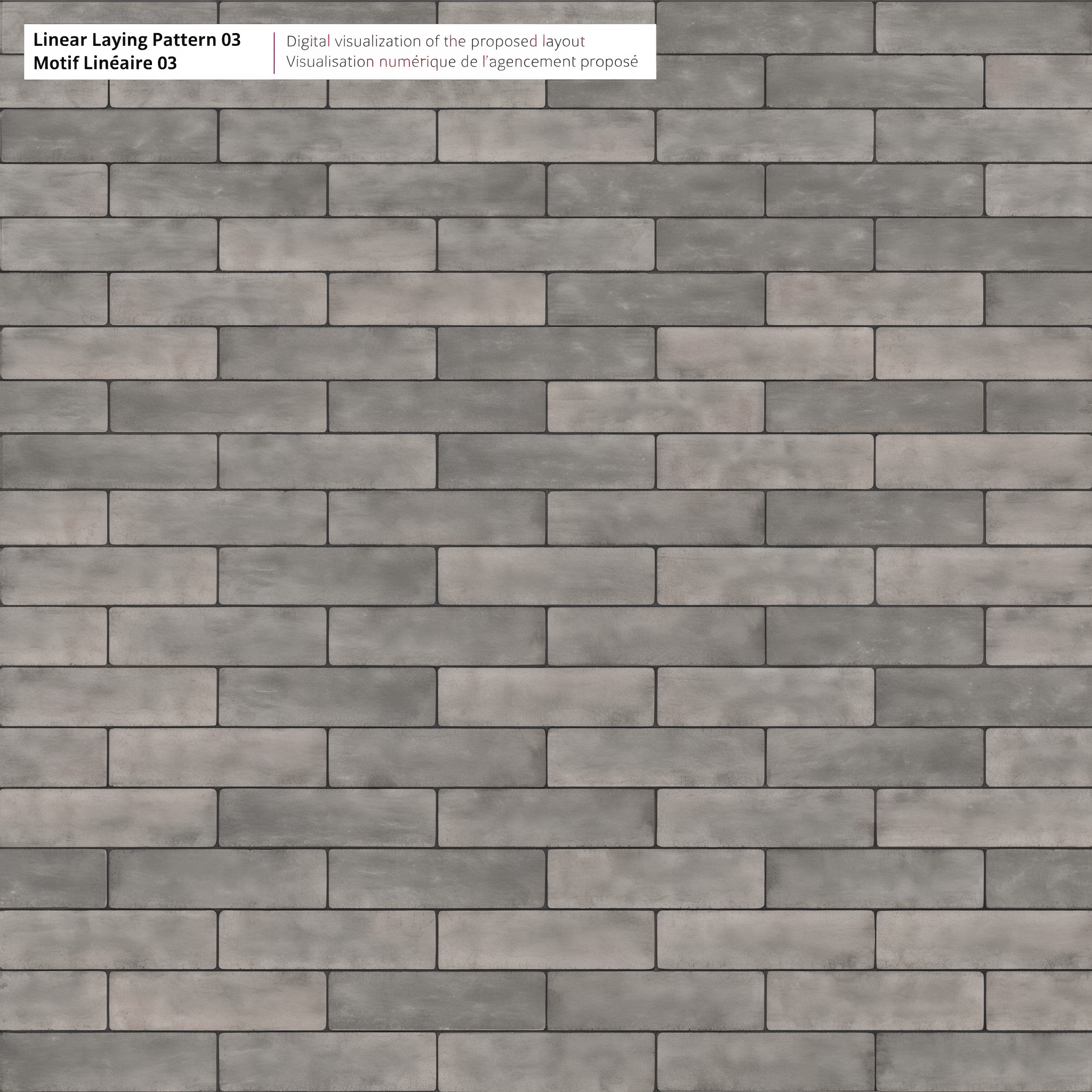 Westmount Shale Grey HD² paver staggered Linear Pattern 03 walkway; Onyx Black Single Size.