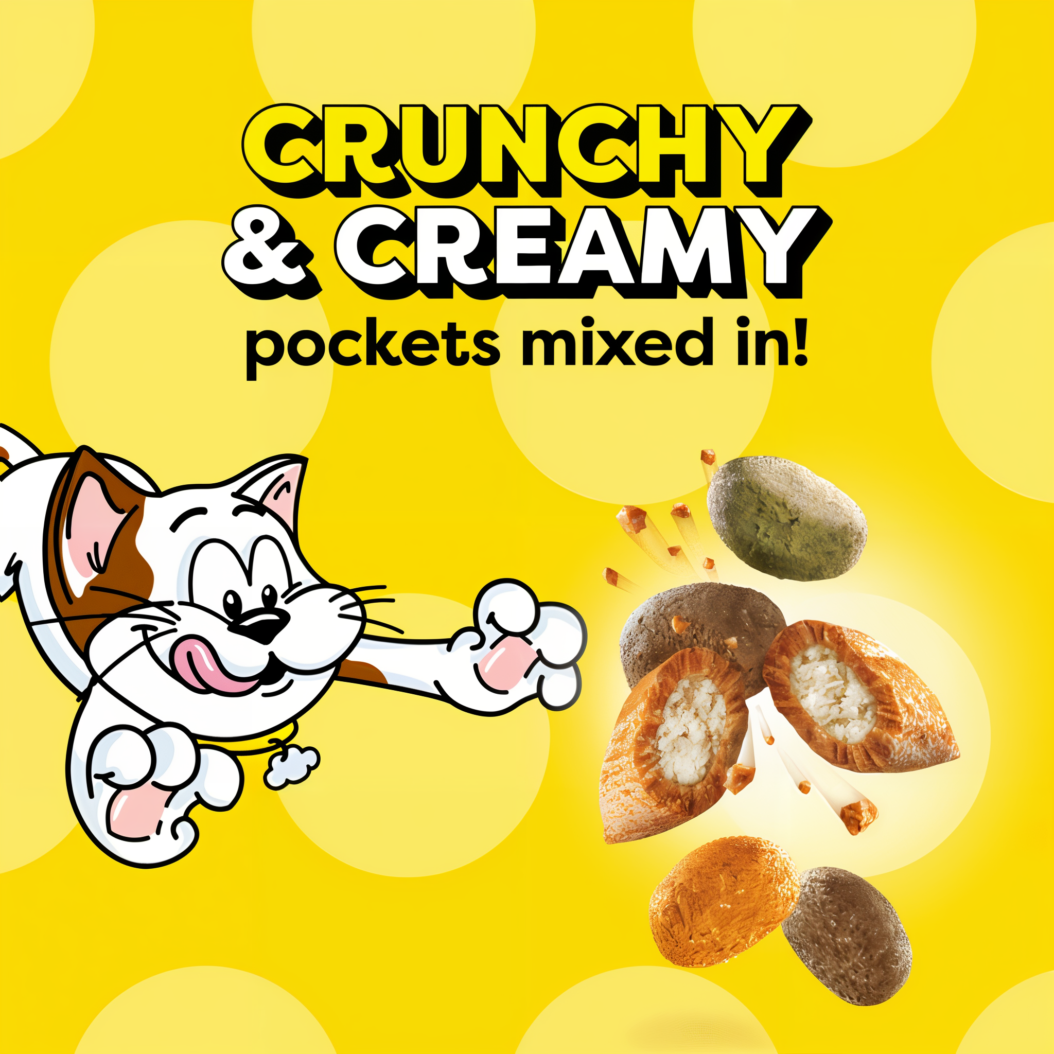 Crunchy and creamy pockets mixed in with the kibble