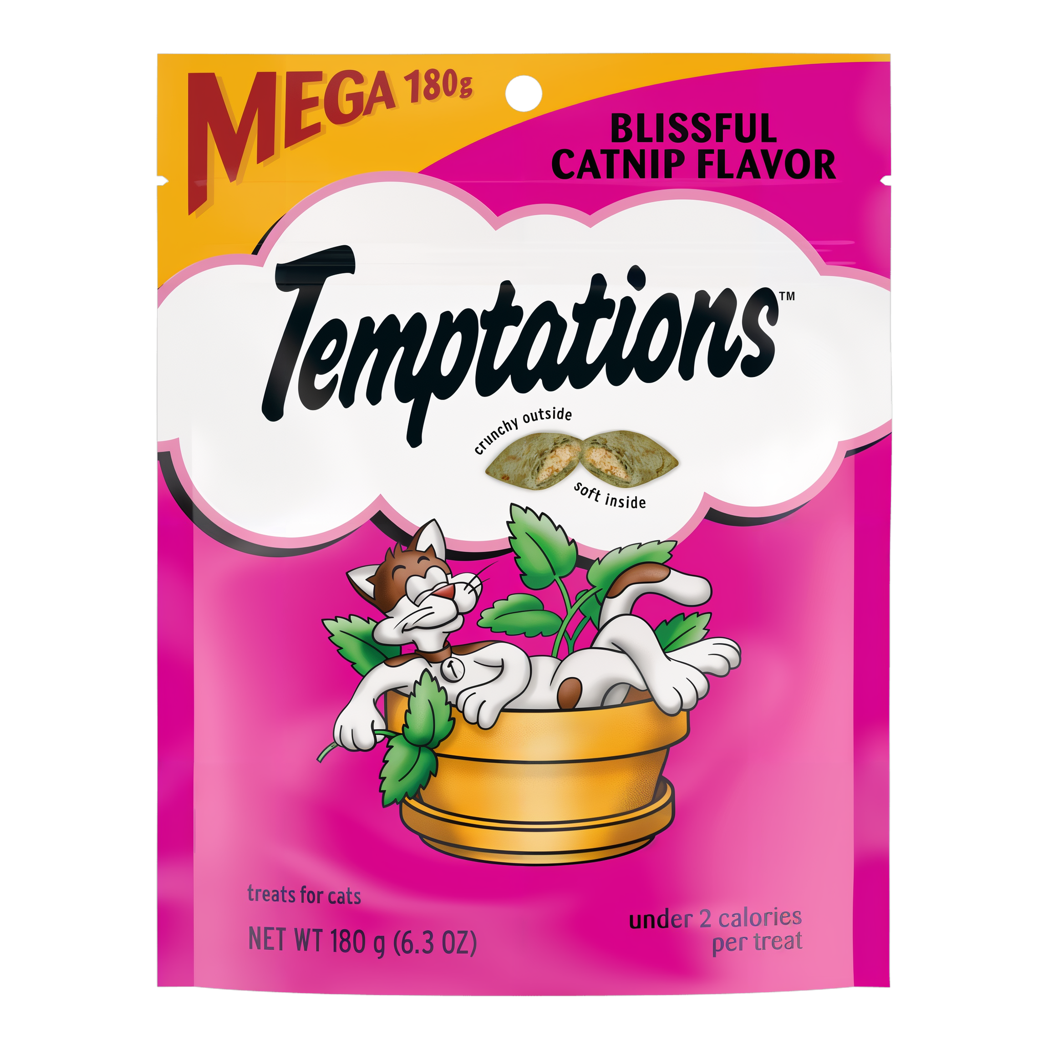 Temptations Classic Blissful Catnip Flavor Crunchy and Soft Cat Treats 6.3 oz mega pouch