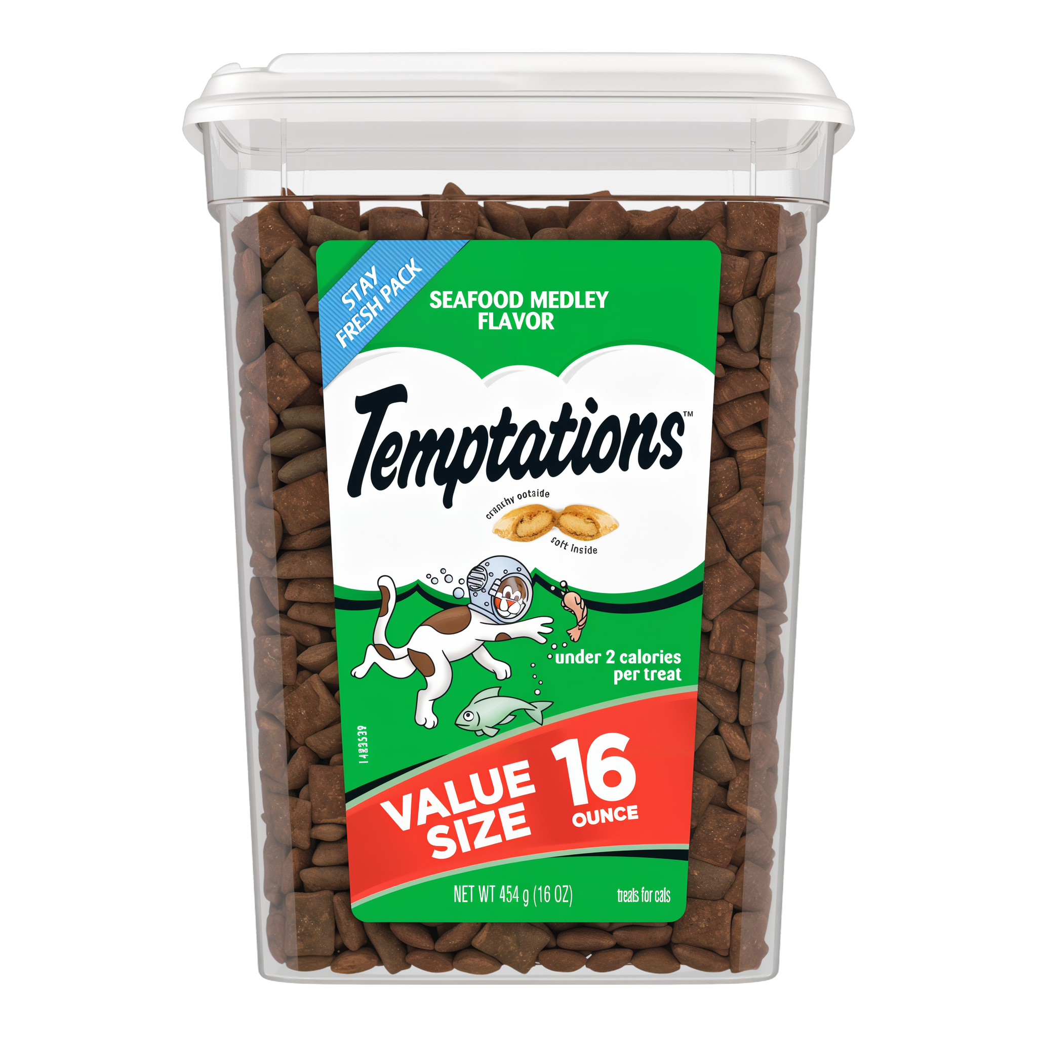 Temptations Classic Seafood Medley Flavor Crunchy and Soft Cat Treats 16 OZ pack