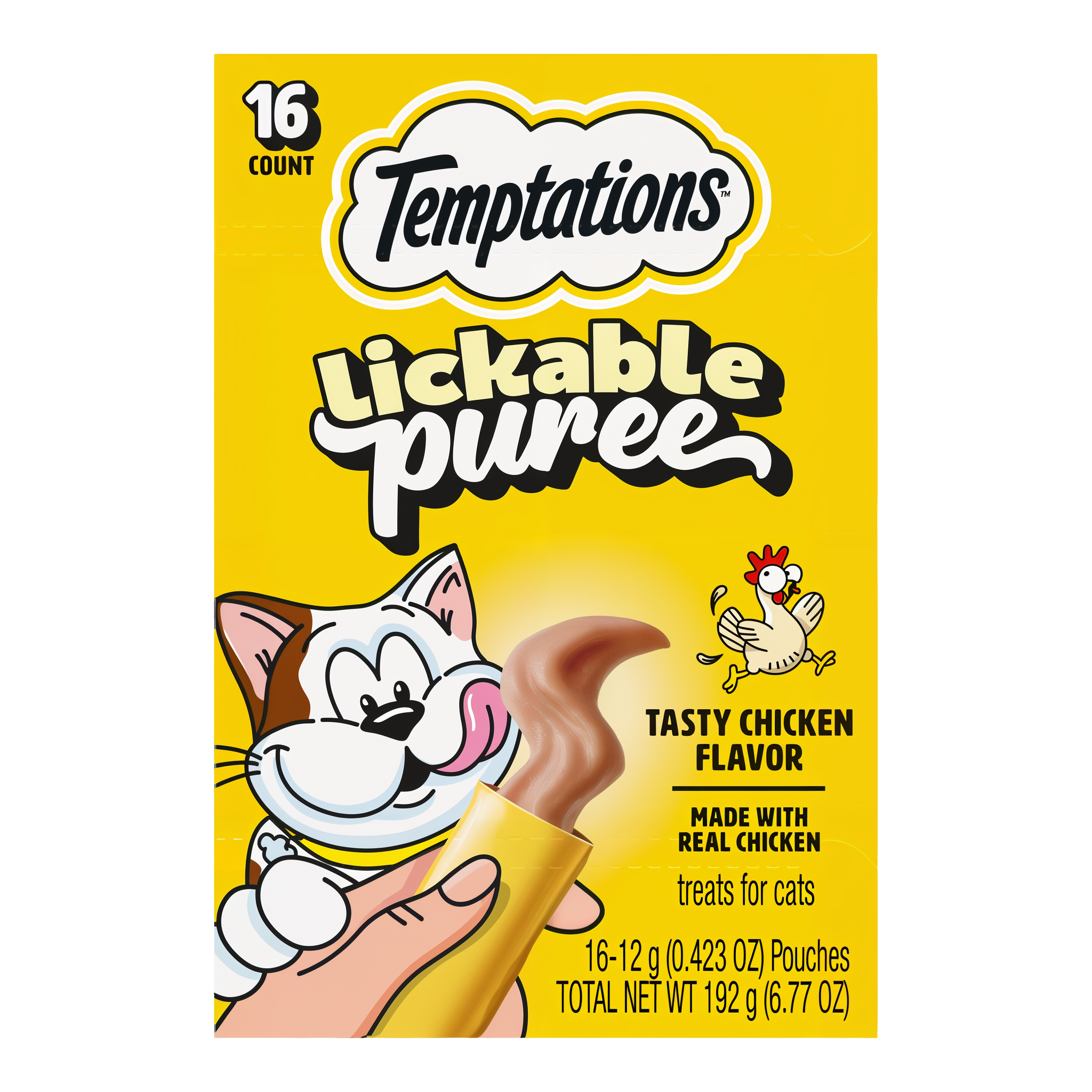 Temptations Lickable Puree Chicken Squeezable Cat Treats 6.7 oz 16 count carton