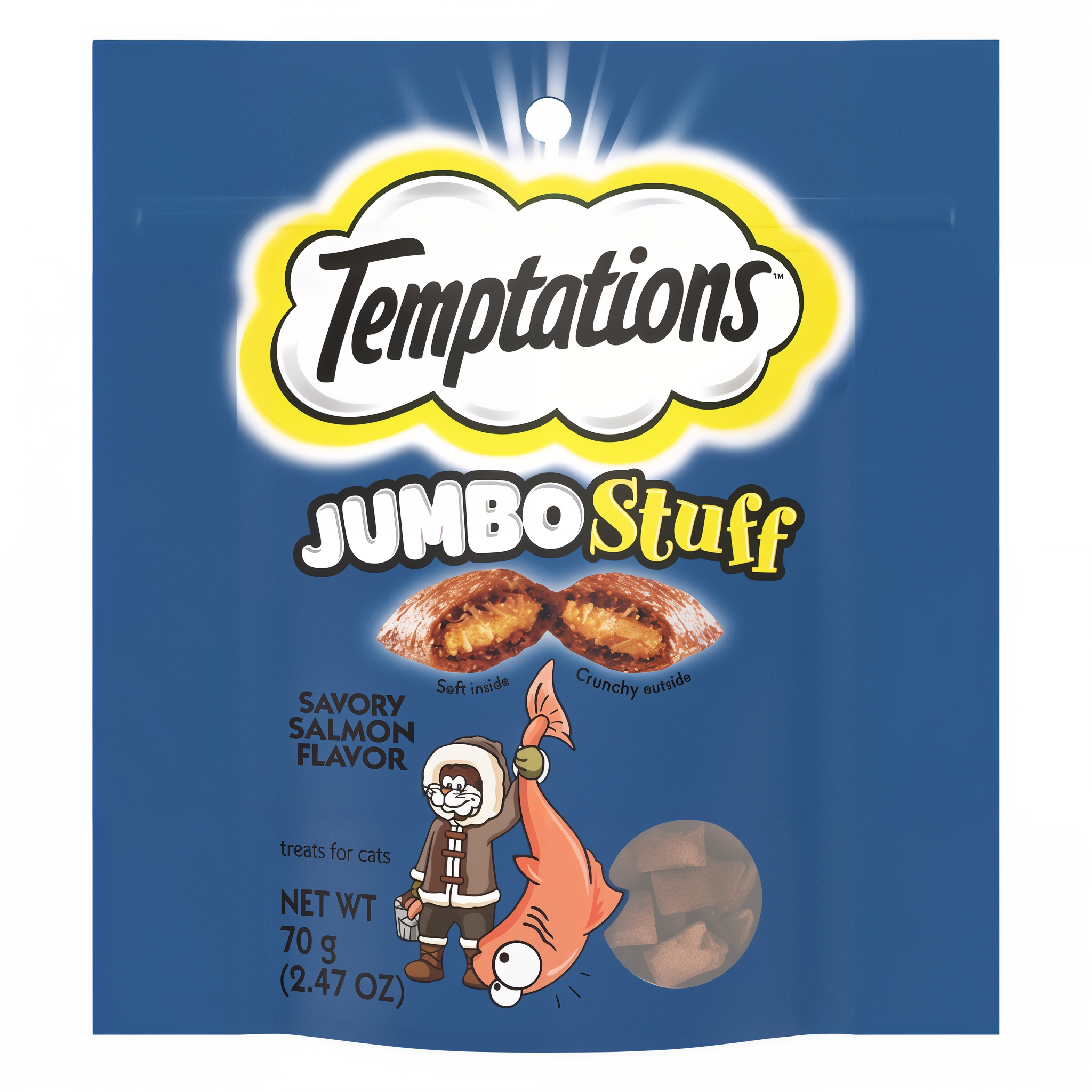 Temptations Jumbo Stuff Crunchy and Soft Cat Treats Savory Salmon Flavor