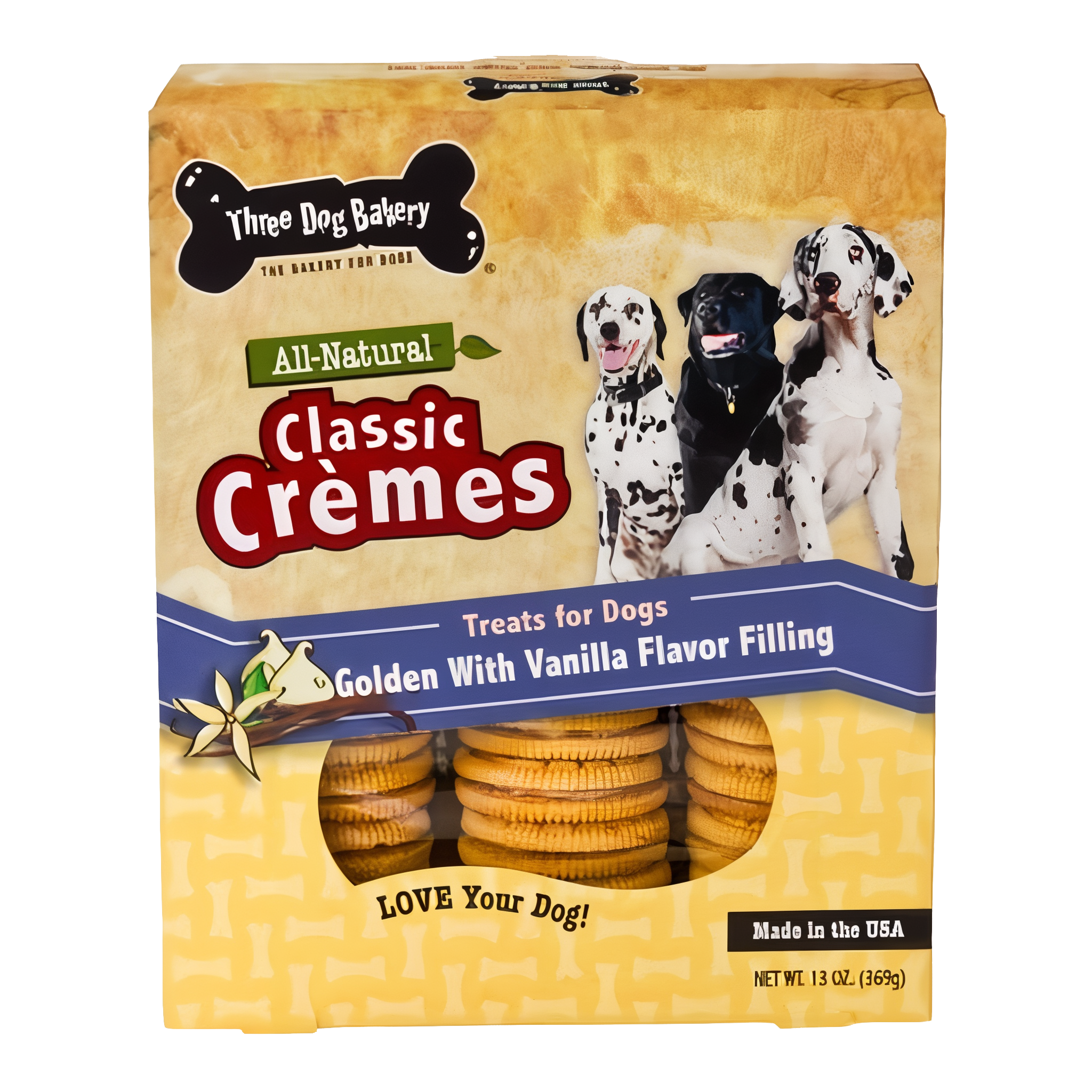 Three Dog Bakery Classic Cremes Vanilla Limited Ingredient Dry Dog Treat
