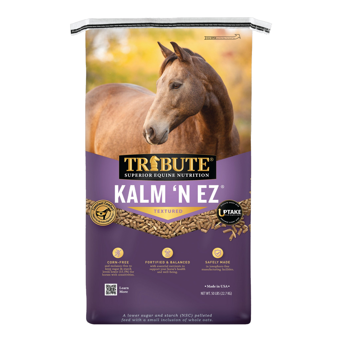 Tribute Kalm 'N EZ Textured Horse Feed 50 lb bag front