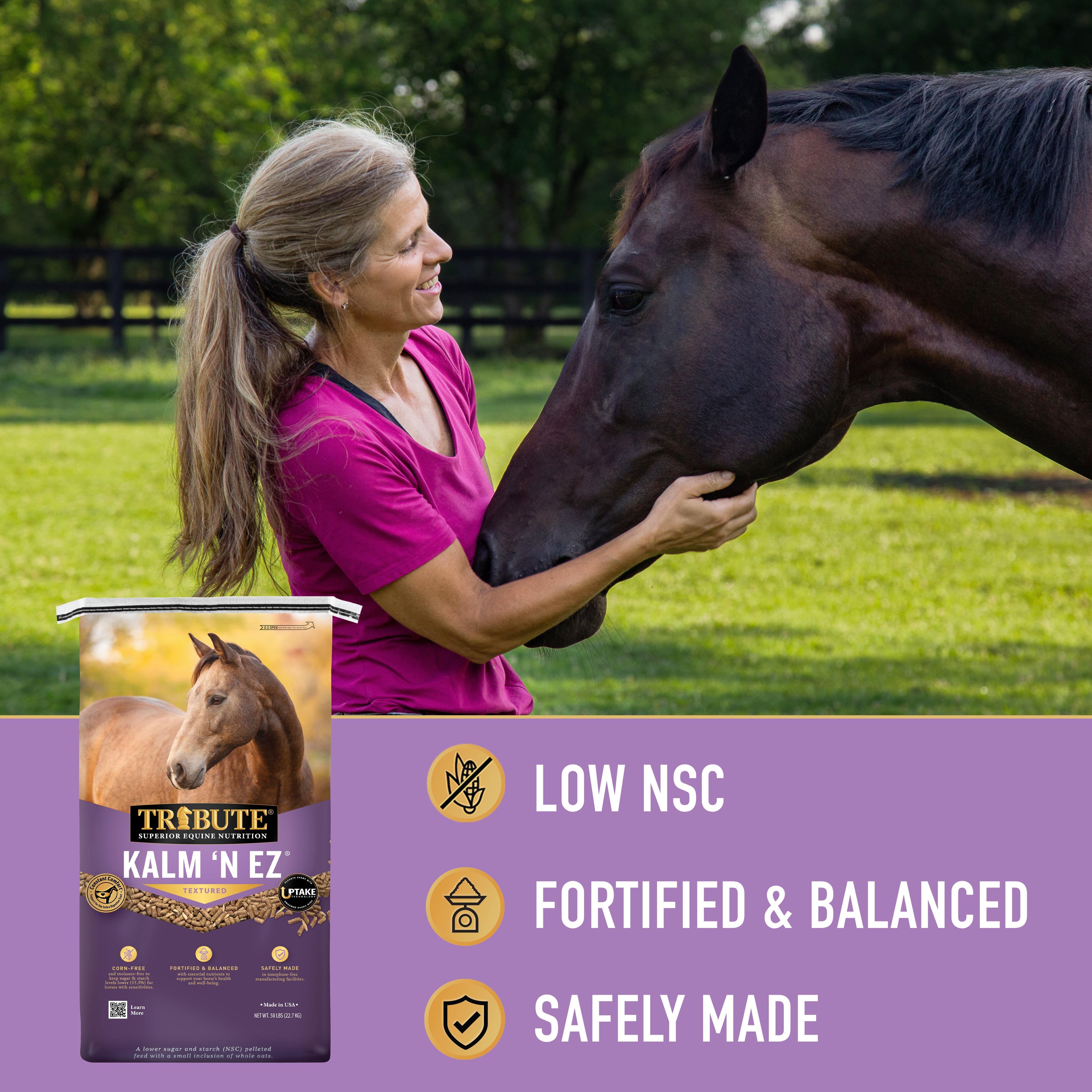 Tribute Kalm 'N EZ Textured highlights: low NSC, fortified and balanced, safely made
