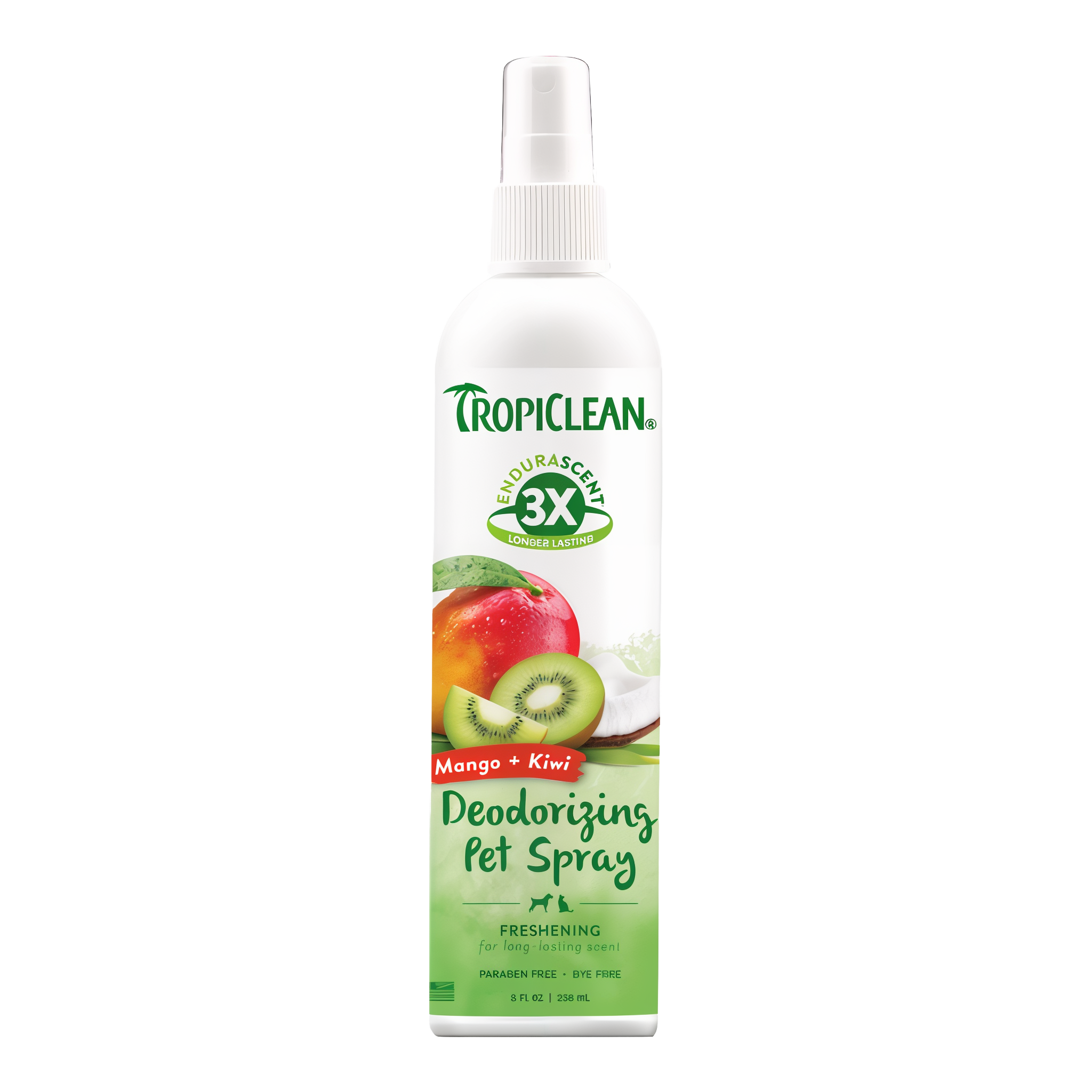 TropiClean EnduraScent Mango + Kiwi Deodorizing Pet Spray 8 fl oz bottle