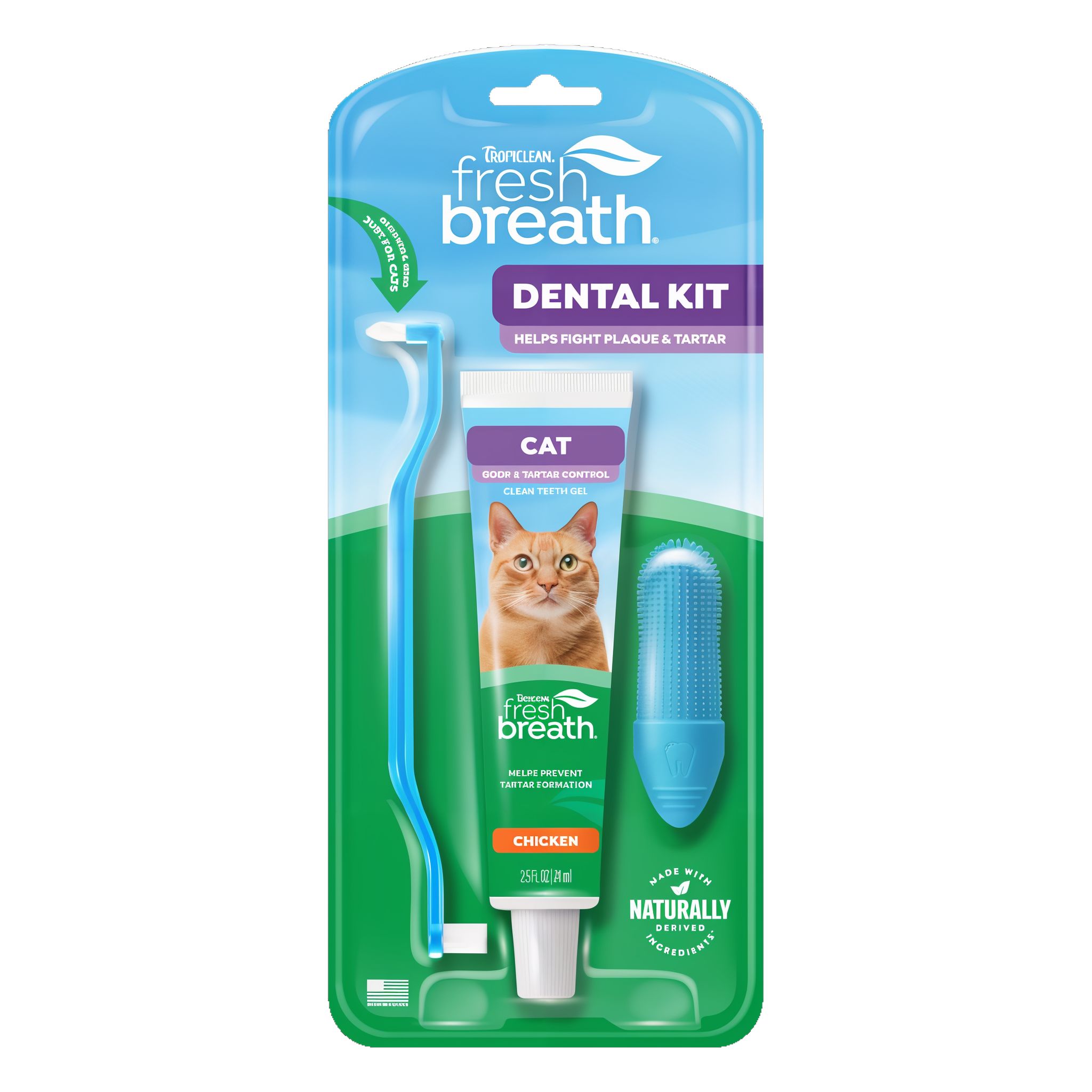 TropiClean Fresh Breath Odor & Tartar Control Dental Kit for Cats