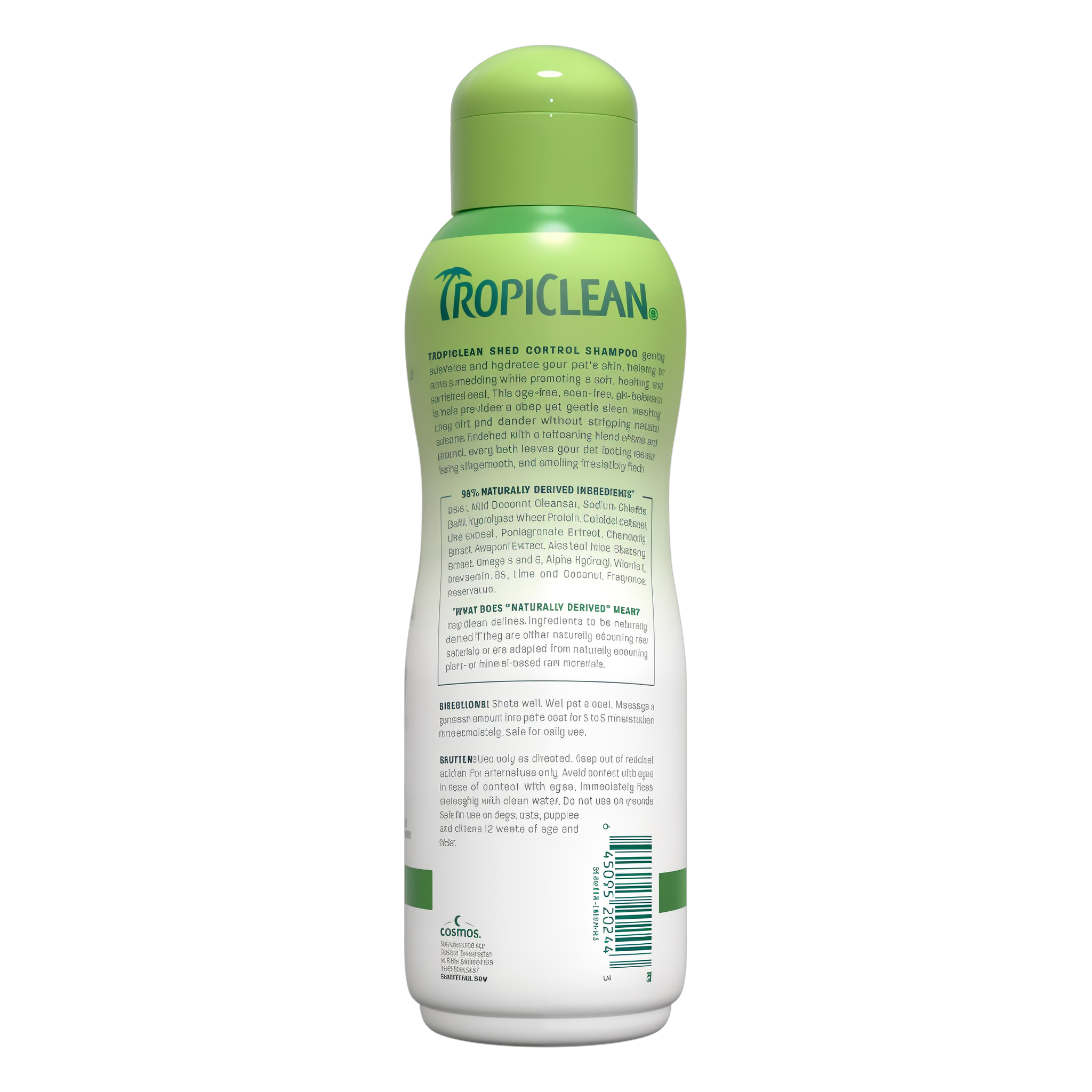 TropiClean shed shampoo bottle back