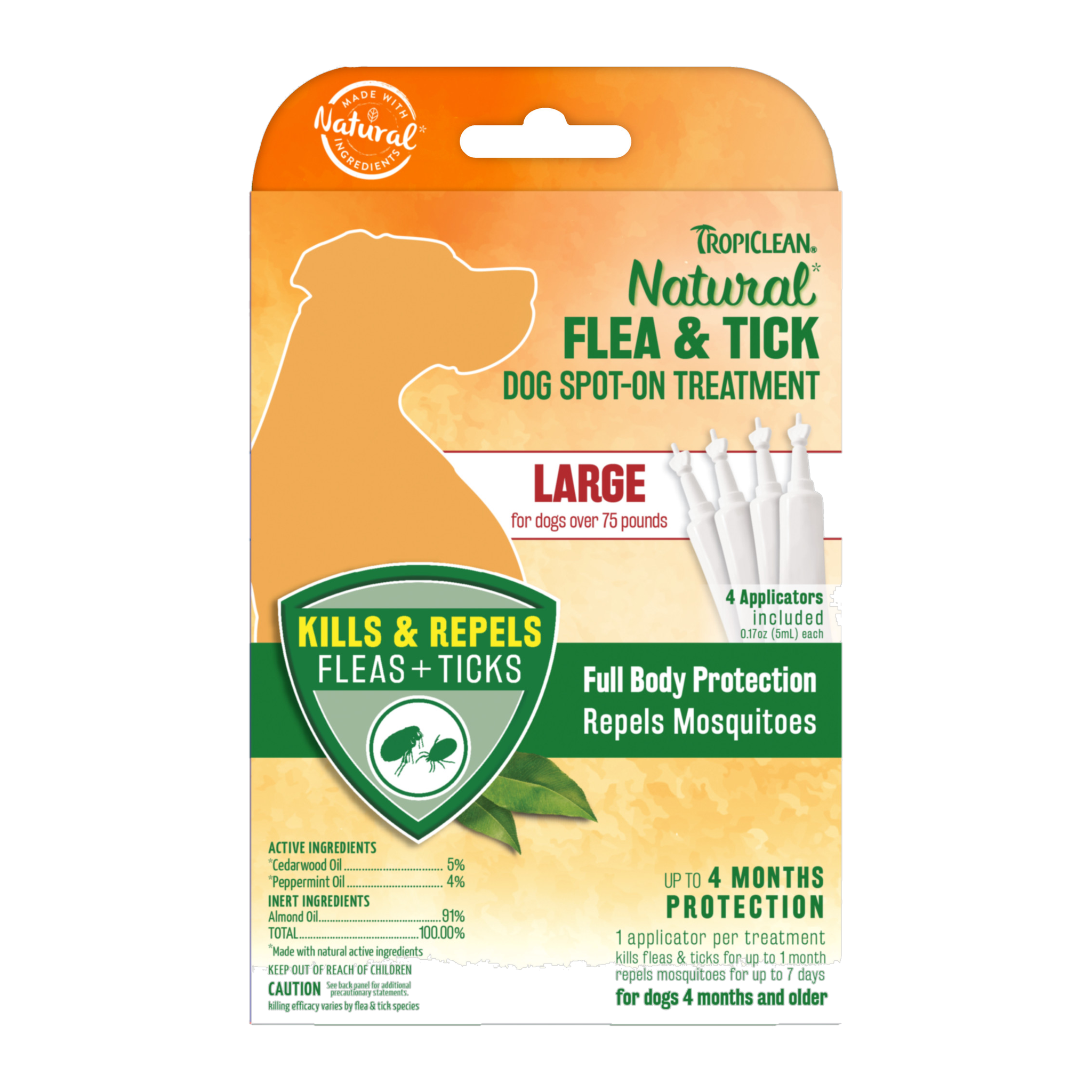 TropiClean Natural Flea & Tick Spot On Treatment for Large Dogs