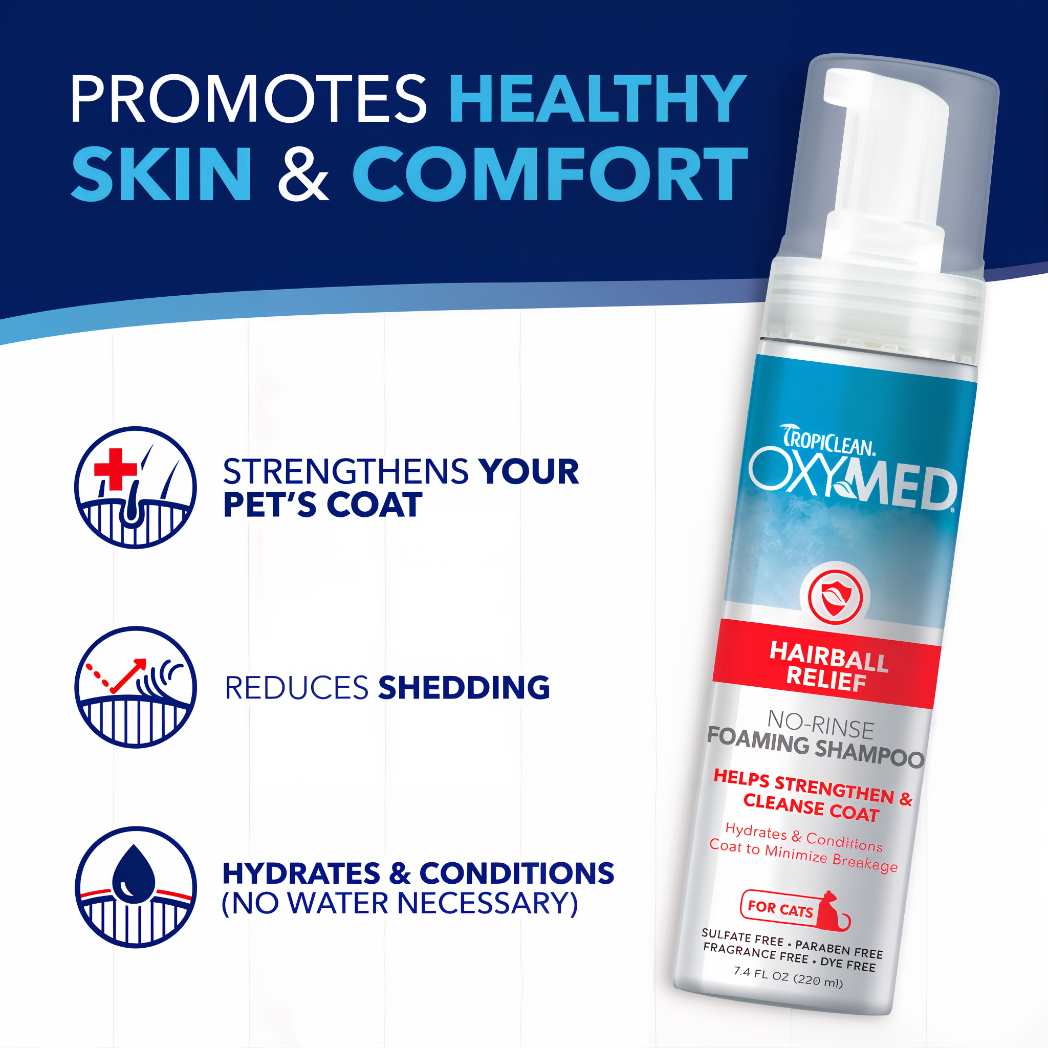 Tropiclean OxyMed no-rinse foaming shampoo for cats