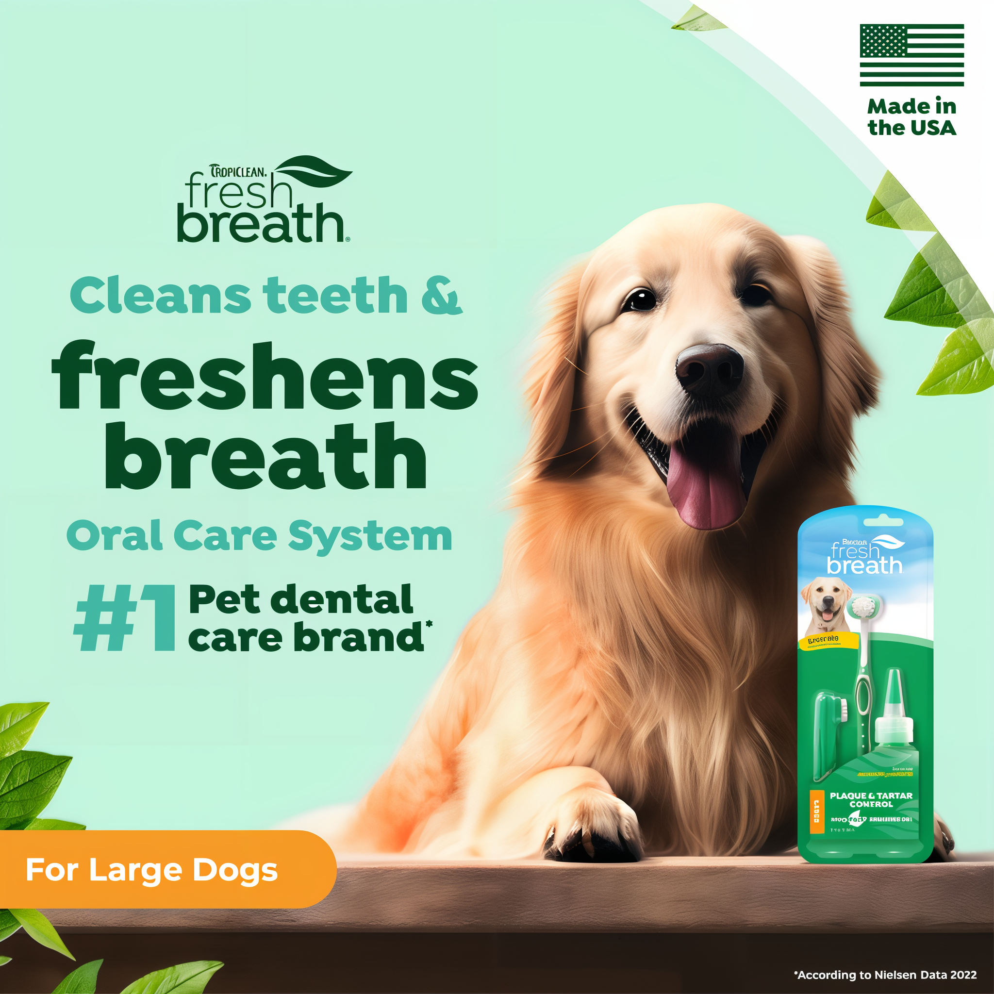 Cleans teeth and freshens breath oral care system for large dogs from the number one pet dental care brand