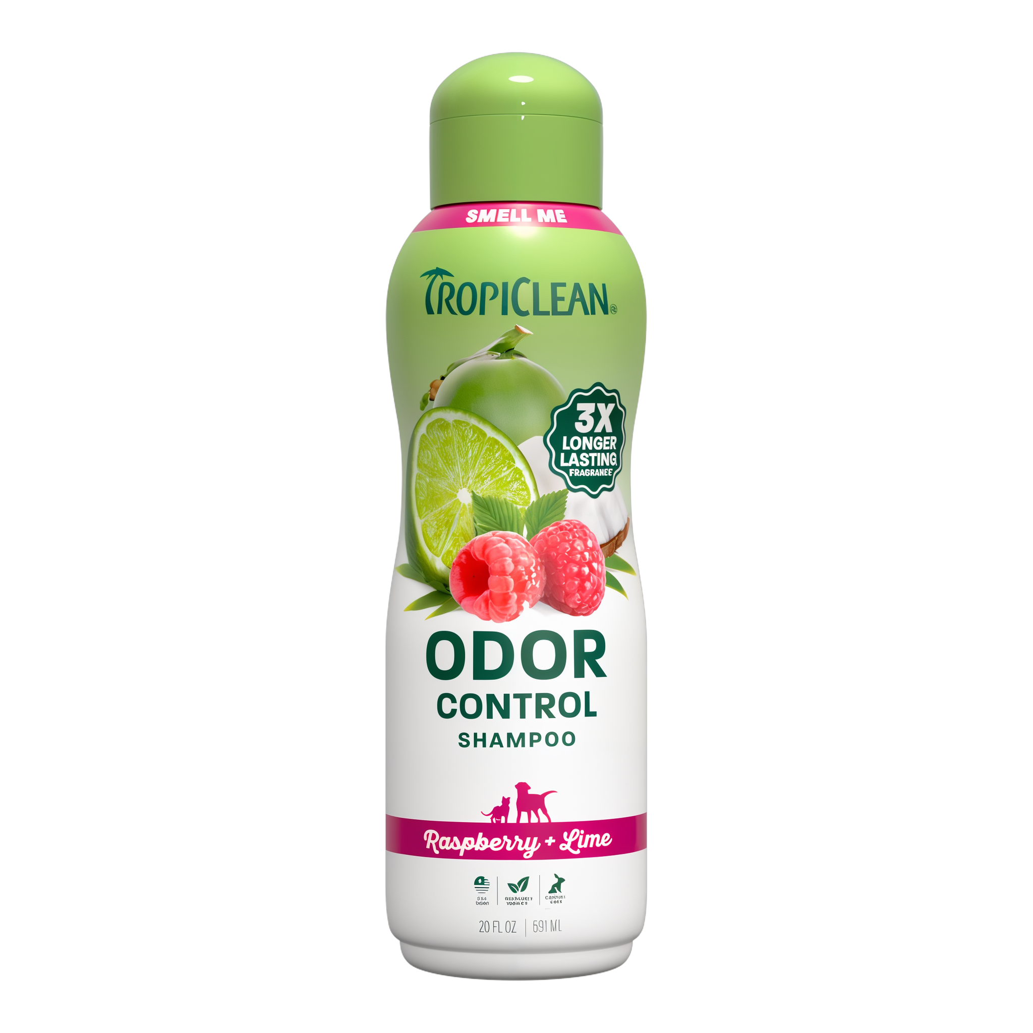 TropiClean Raspberry + Lime Odor Control Pet Shampoo 20 fl oz bottle