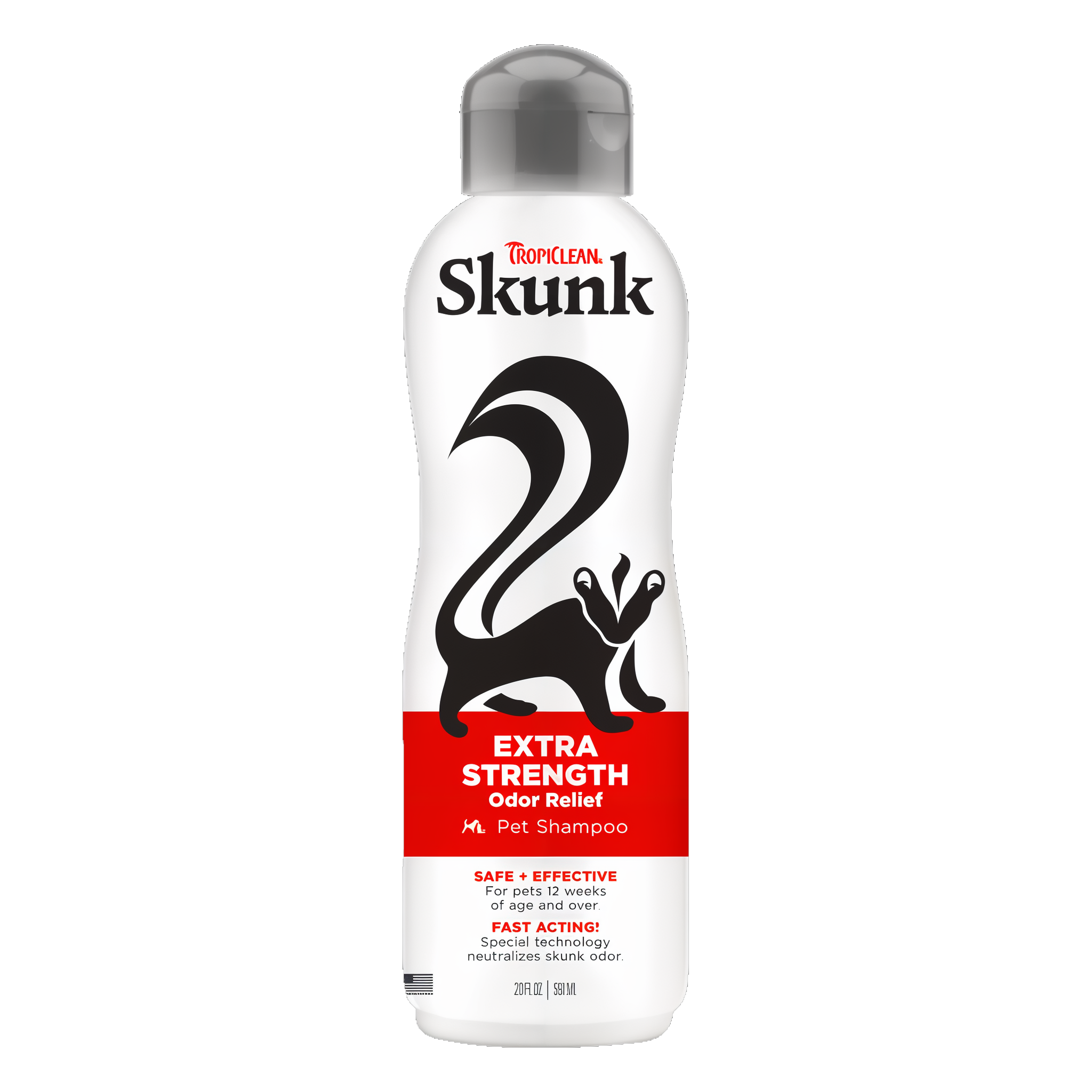 TropiClean Skunk Odor Control Shampoo for Dogs & Cats, image of front of 20oz bottle.