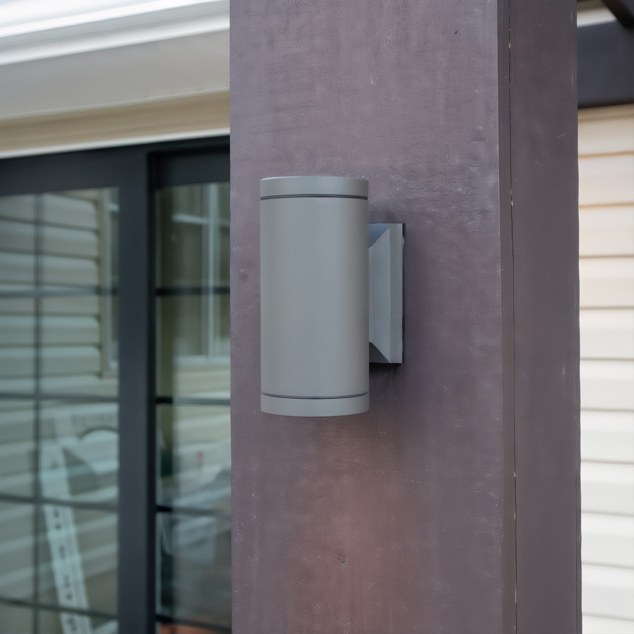 Tru-Scapes Dual Lamp Sconce Light TSS-AS201 — installed outdoor wall application, RGBCW dual up/down beam