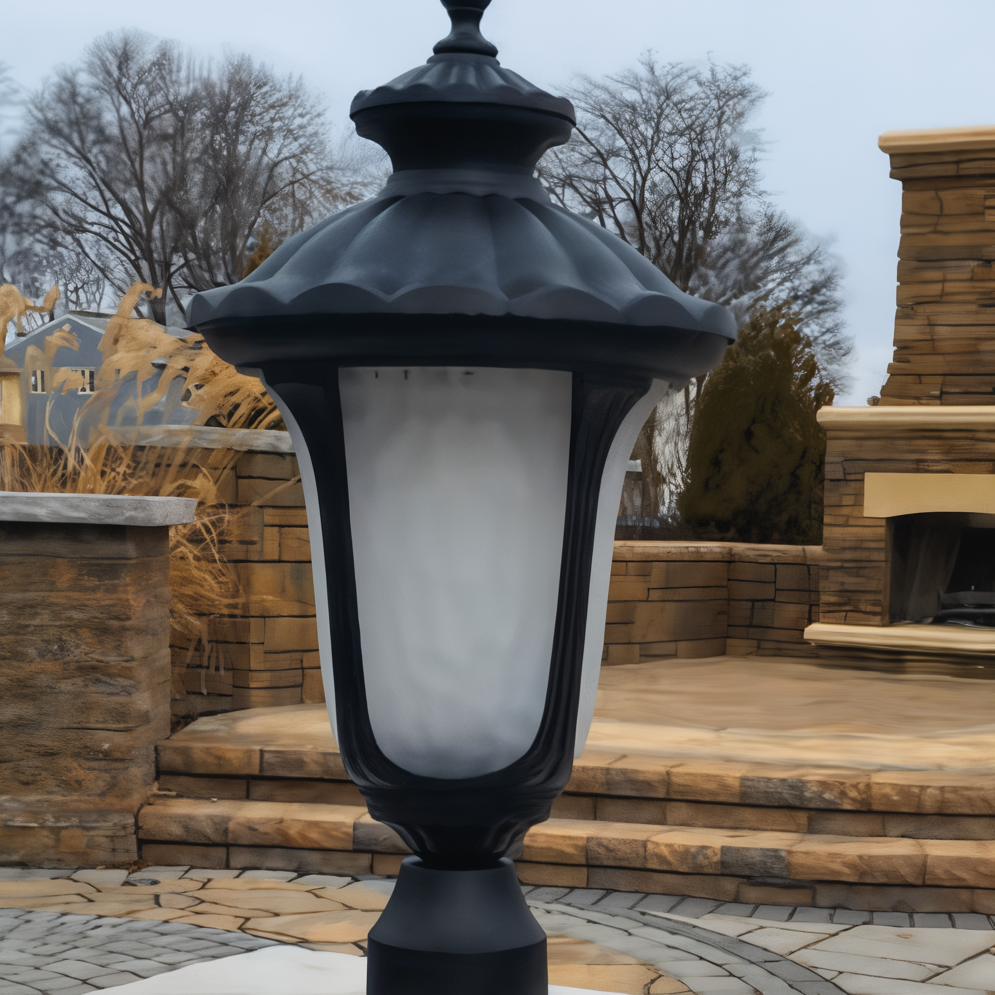 Tru-Scapes Traditional Pillar Light TS-PL100 — outdoor pillar accent at dusk