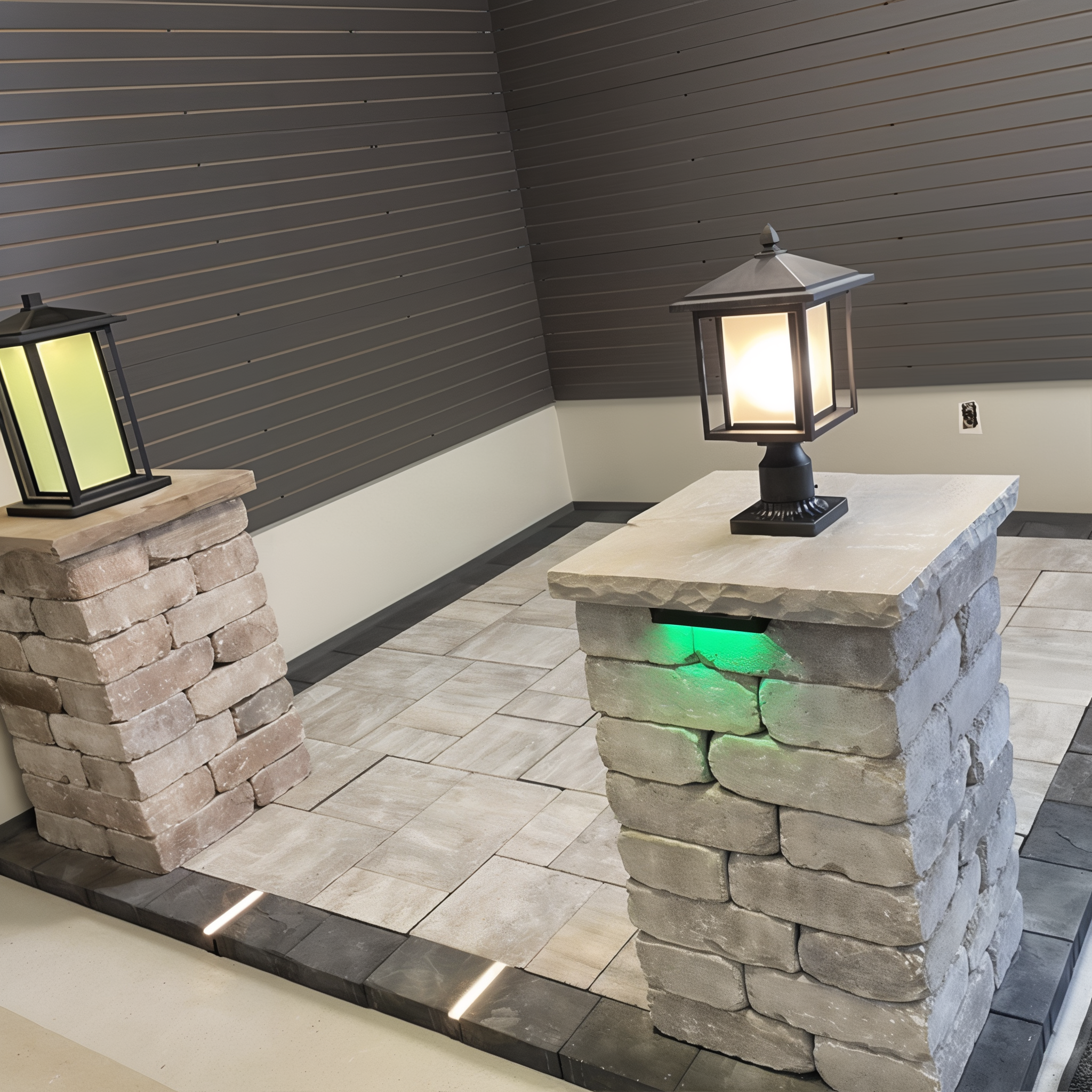 Tru-Scapes TS-A6000C color-changing hardscape light installed