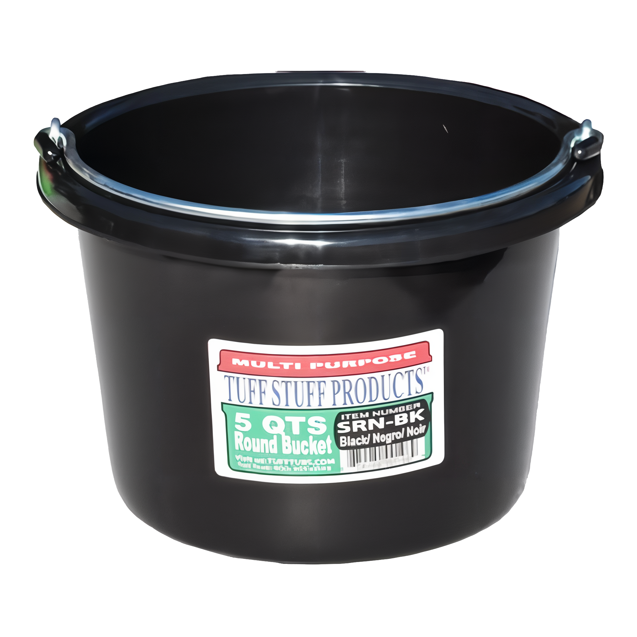Tuff Stuff Products 5 qt round bucket, black color.