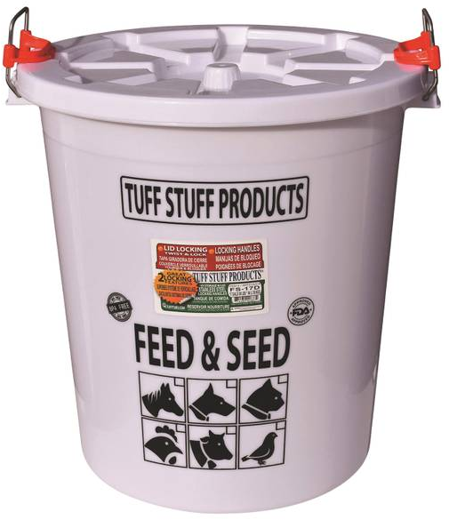 Tuff Stuff Products Seed and Animal Feed Drum Bucket with Lock Lid