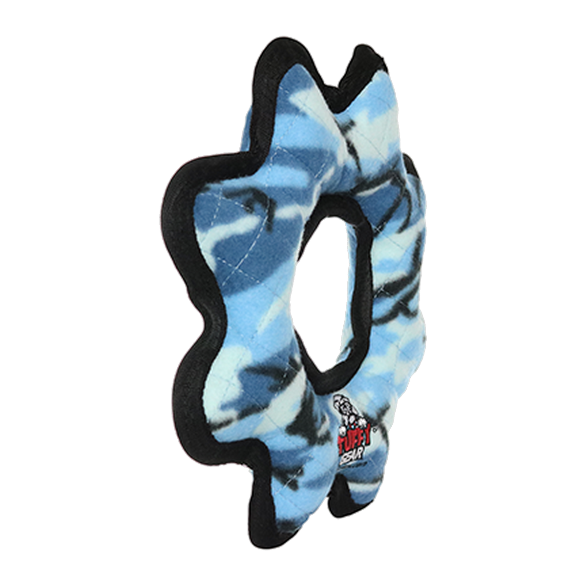 Tuffy Gear Ring Dog Toy Camo Blue Large three-quarter view