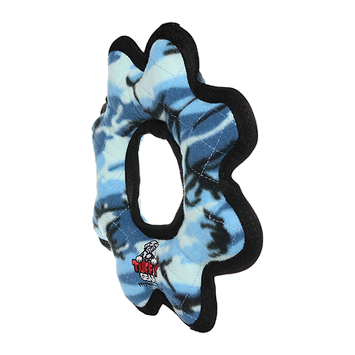 Tuffy Gear Ring Dog Toy Camo Blue Large angled view