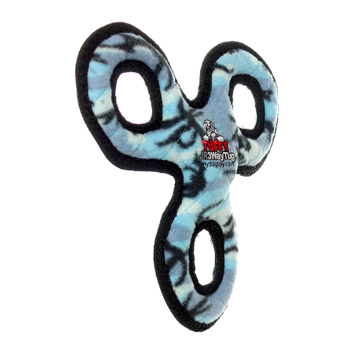 Tuffy Jr 3-Way Tug Dog Toy Camo Blue three-quarter view
