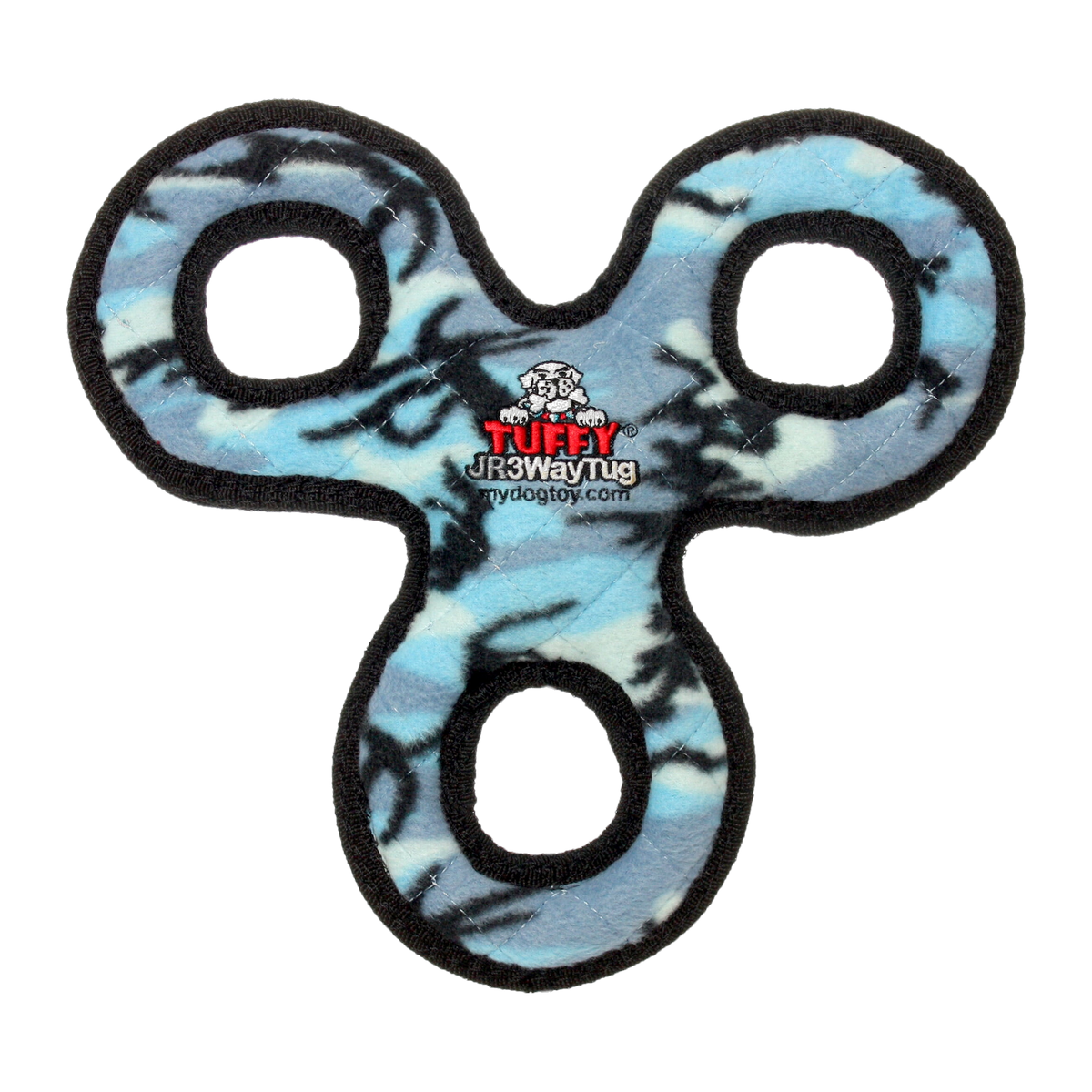 Tuffy Jr 3-Way Tug Dog Toy Camo Blue front view