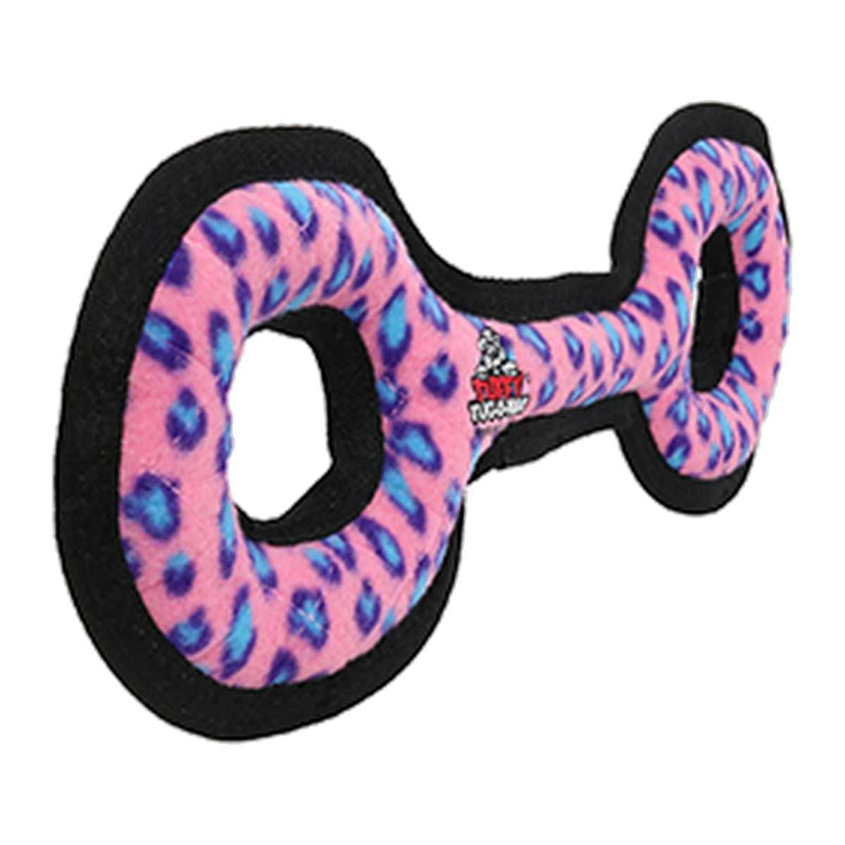 Tuffy Tug-O-War Dog Toy Pink Leopard three-quarter view