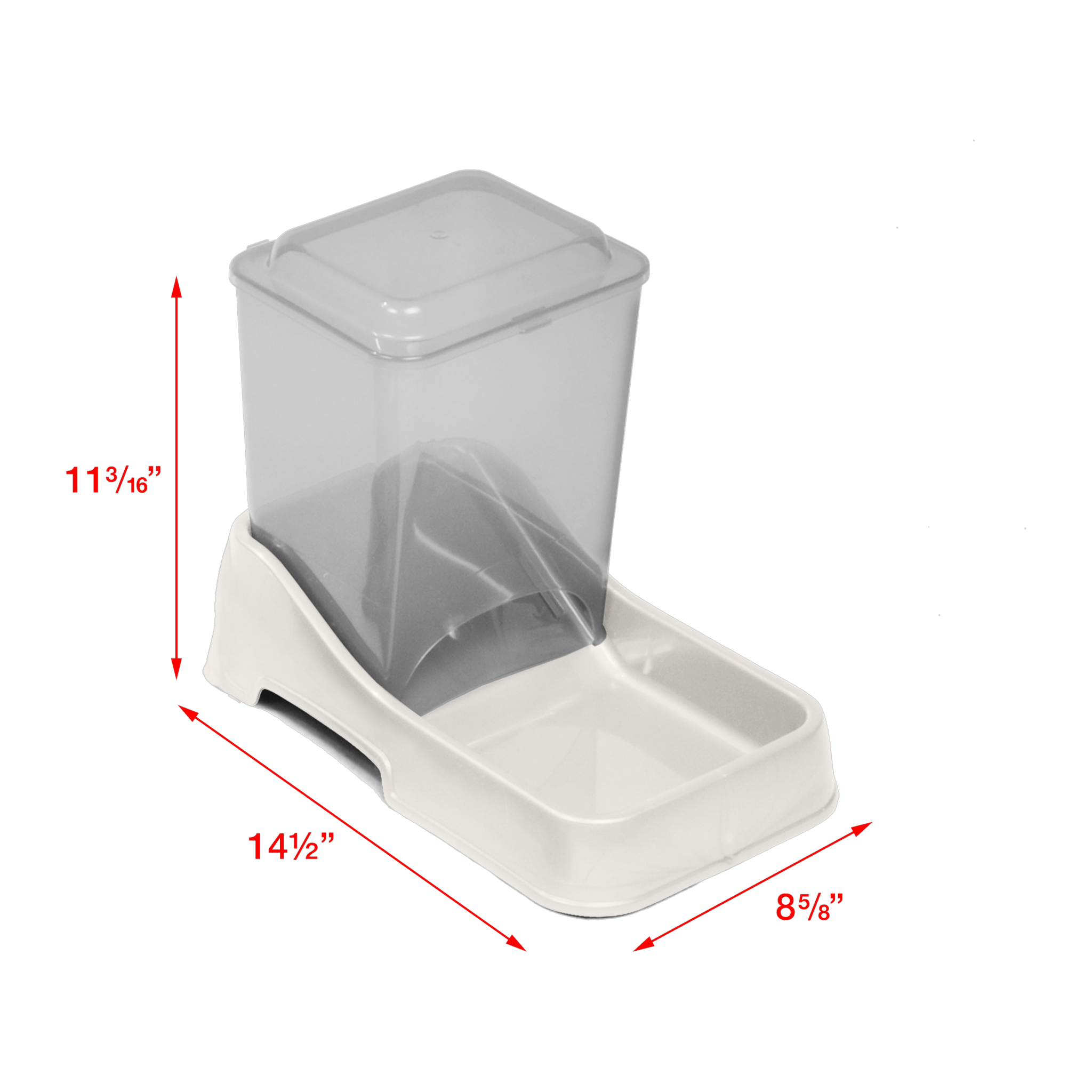 Van Ness Auto Feeder Medium 6 lb dimensions, 11.19 in high by 14.5 in wide by 8.63 in deep