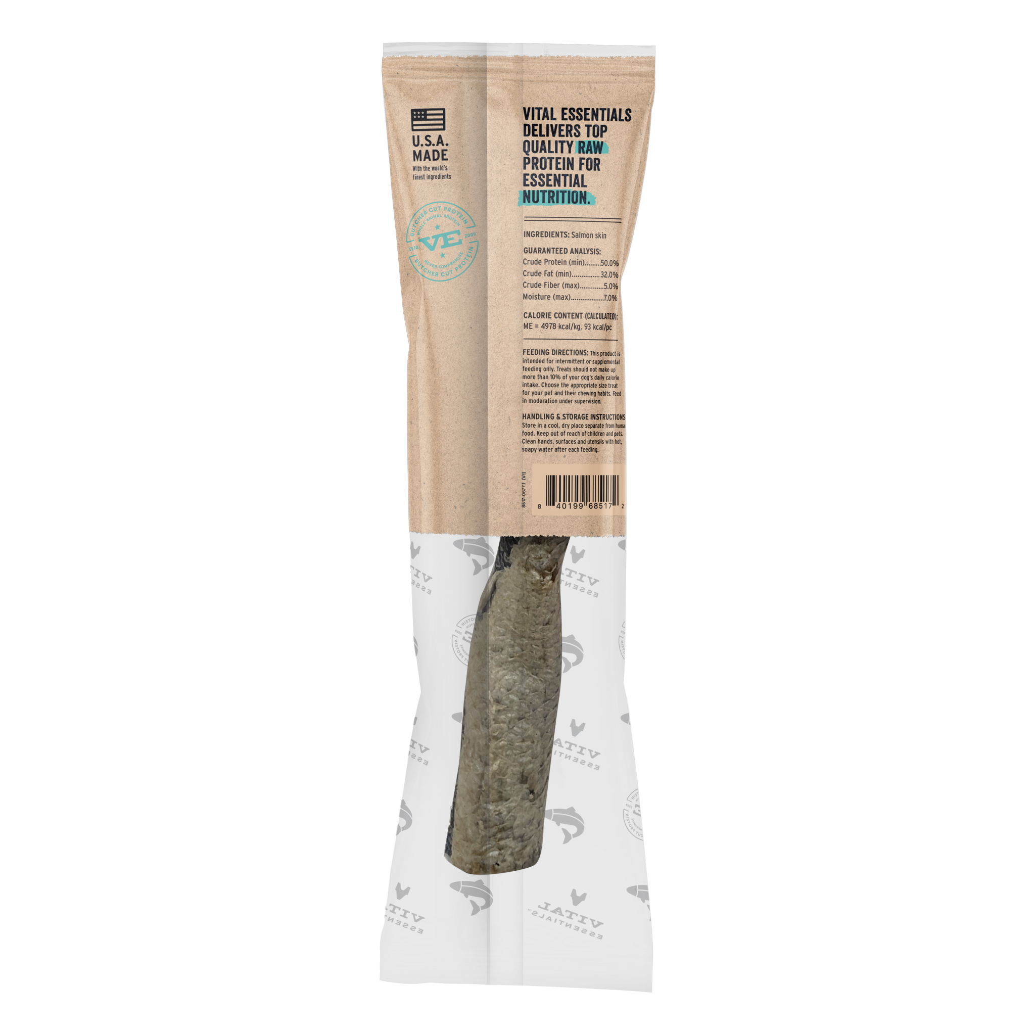 Back of the salmon skins chew package