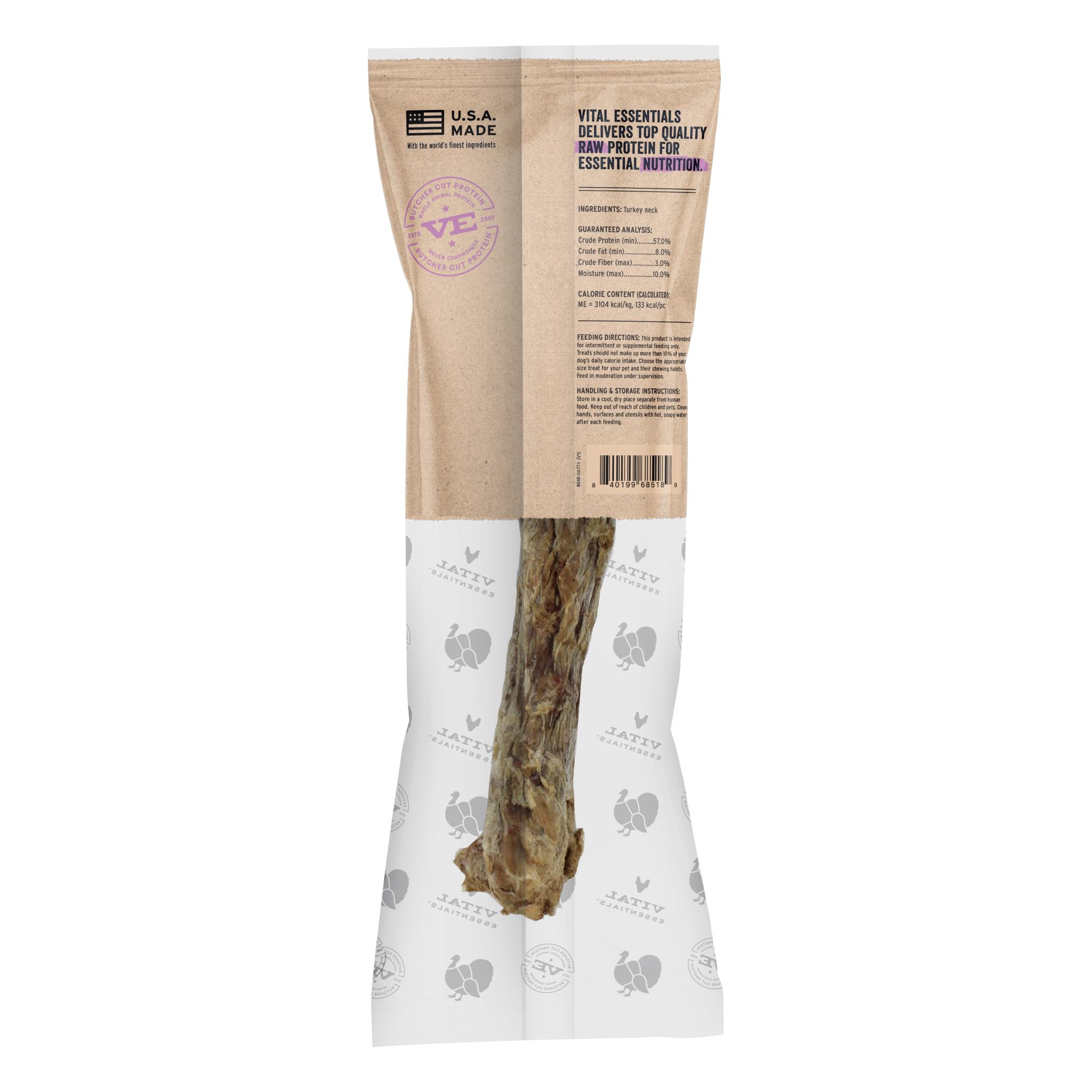 Back of the turkey necks chew package