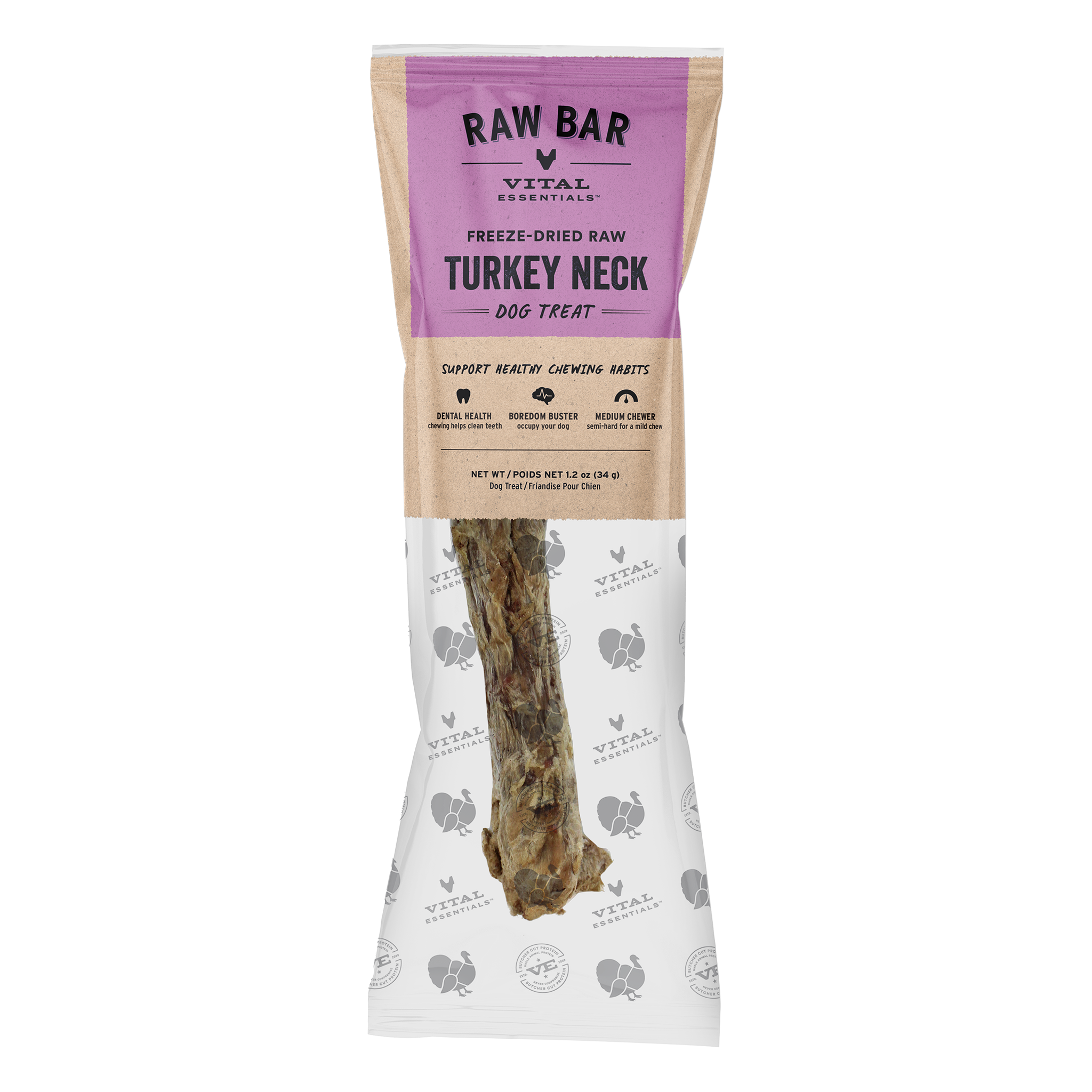 Vital Essentials Raw Bar Freeze-Dried Raw Turkey Necks dog chew package front