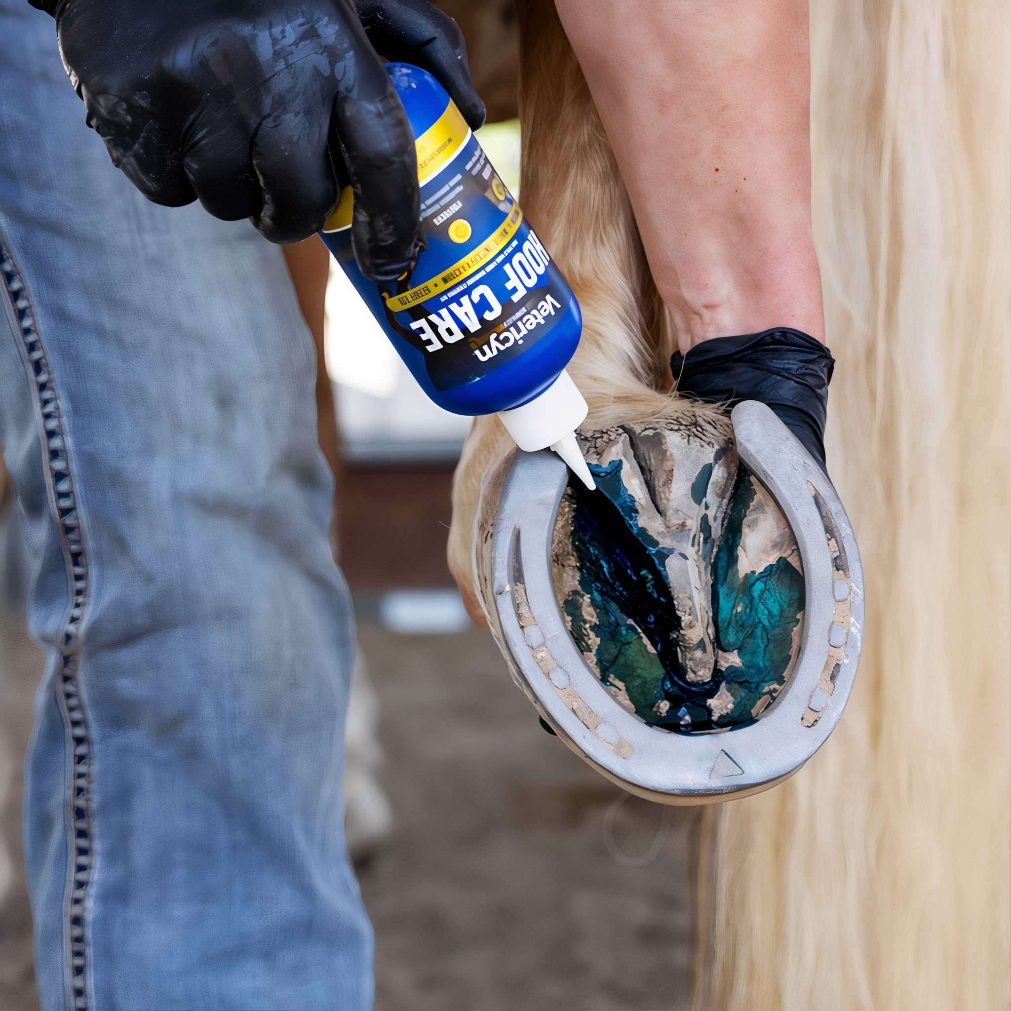 Applying Vetericyn Mobility Hoof Care to a horse hoof