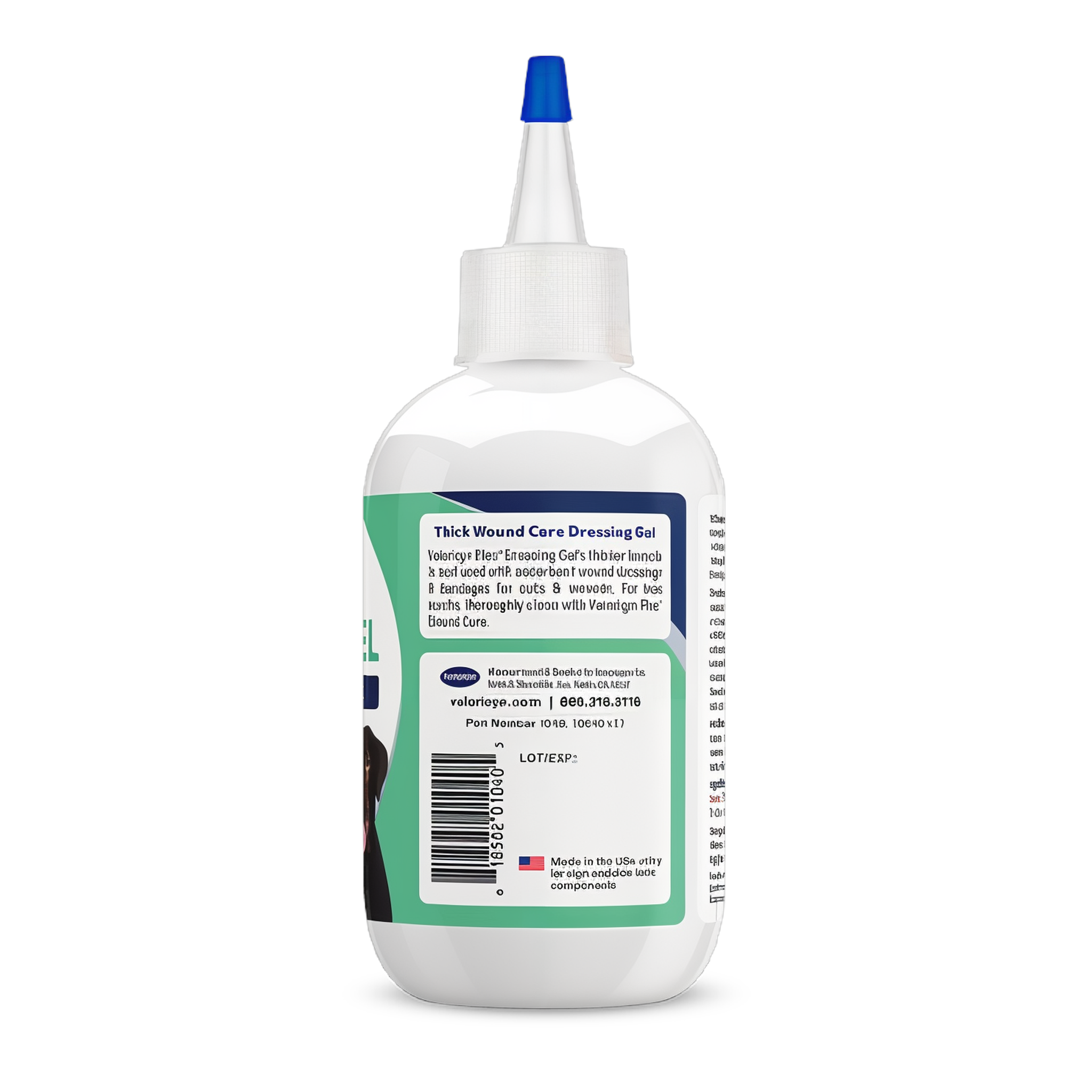 Vetericyn Plus Antimicrobial Dressing Gel 3 oz back label with ingredients