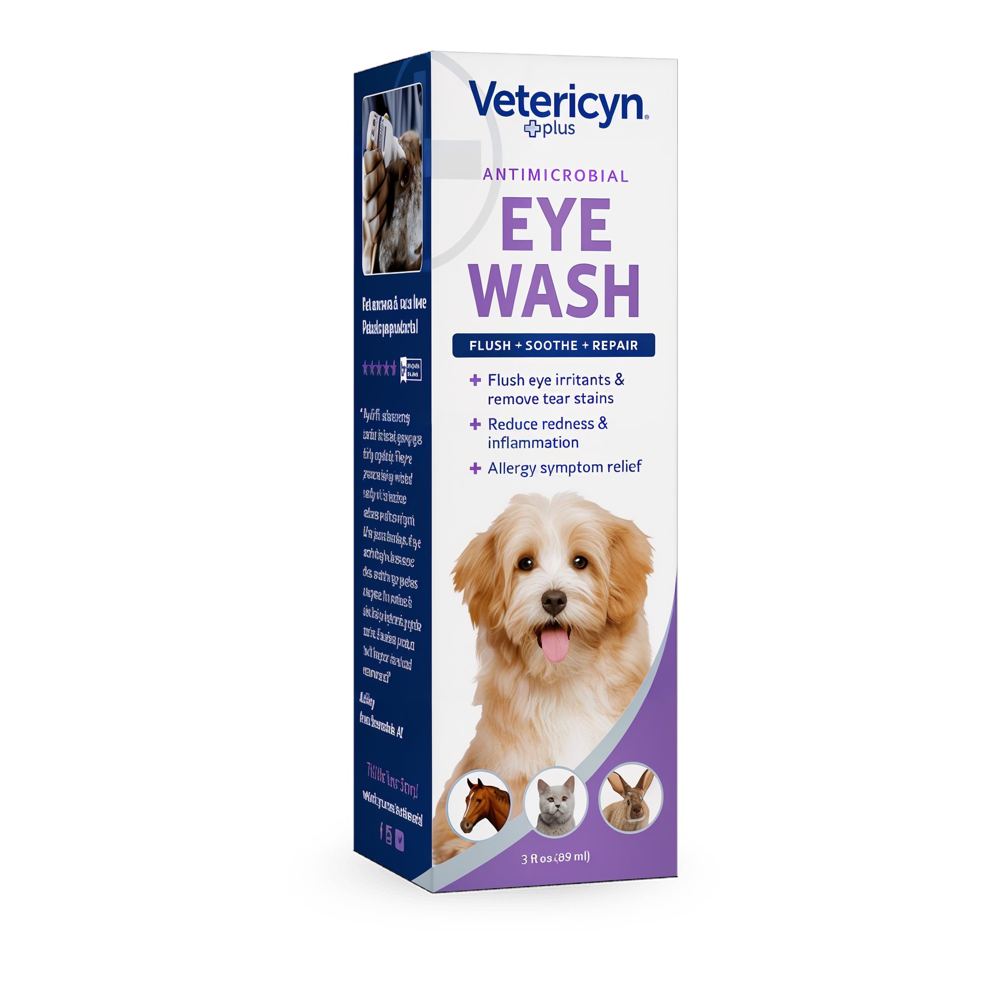 Vetericyn Plus Antimicrobial Eye Wash left side label