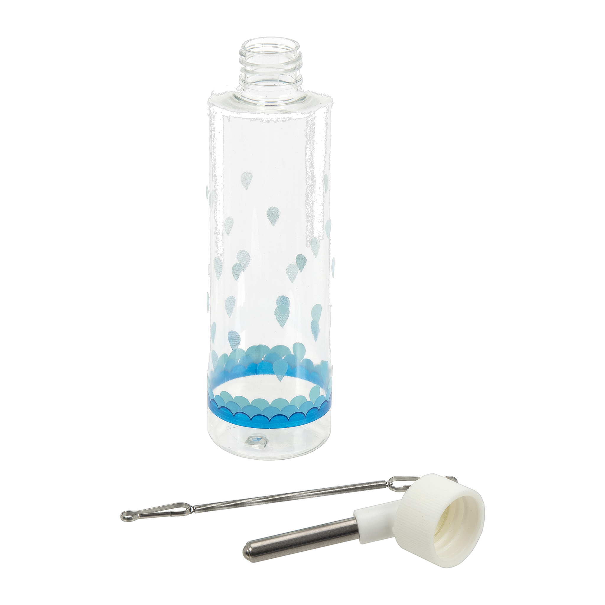 Crystal Clear Pet Bottle 8 oz with sipper cap and spring hanger parts