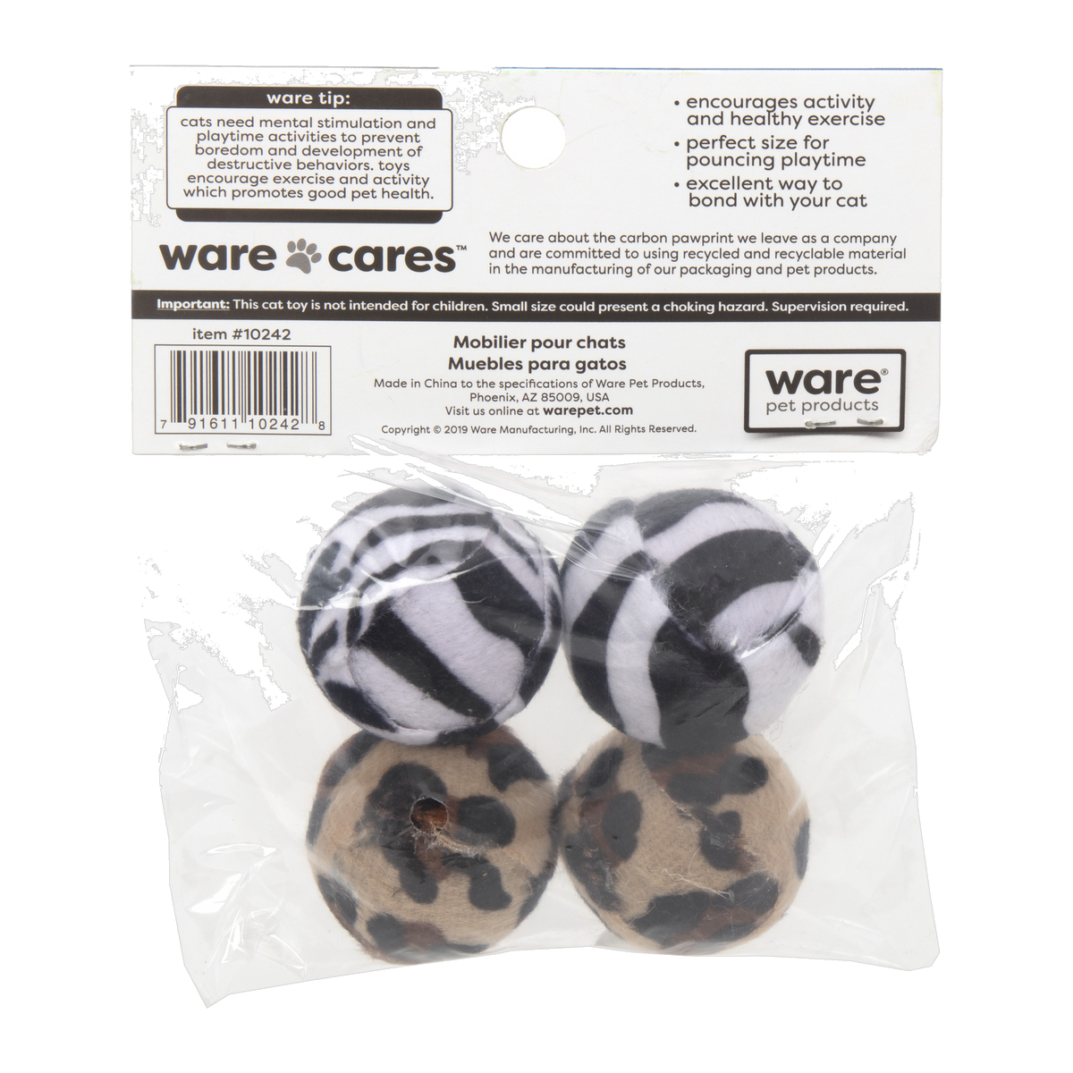 Ware Fun Felt Toy packaging back with care tips and product details