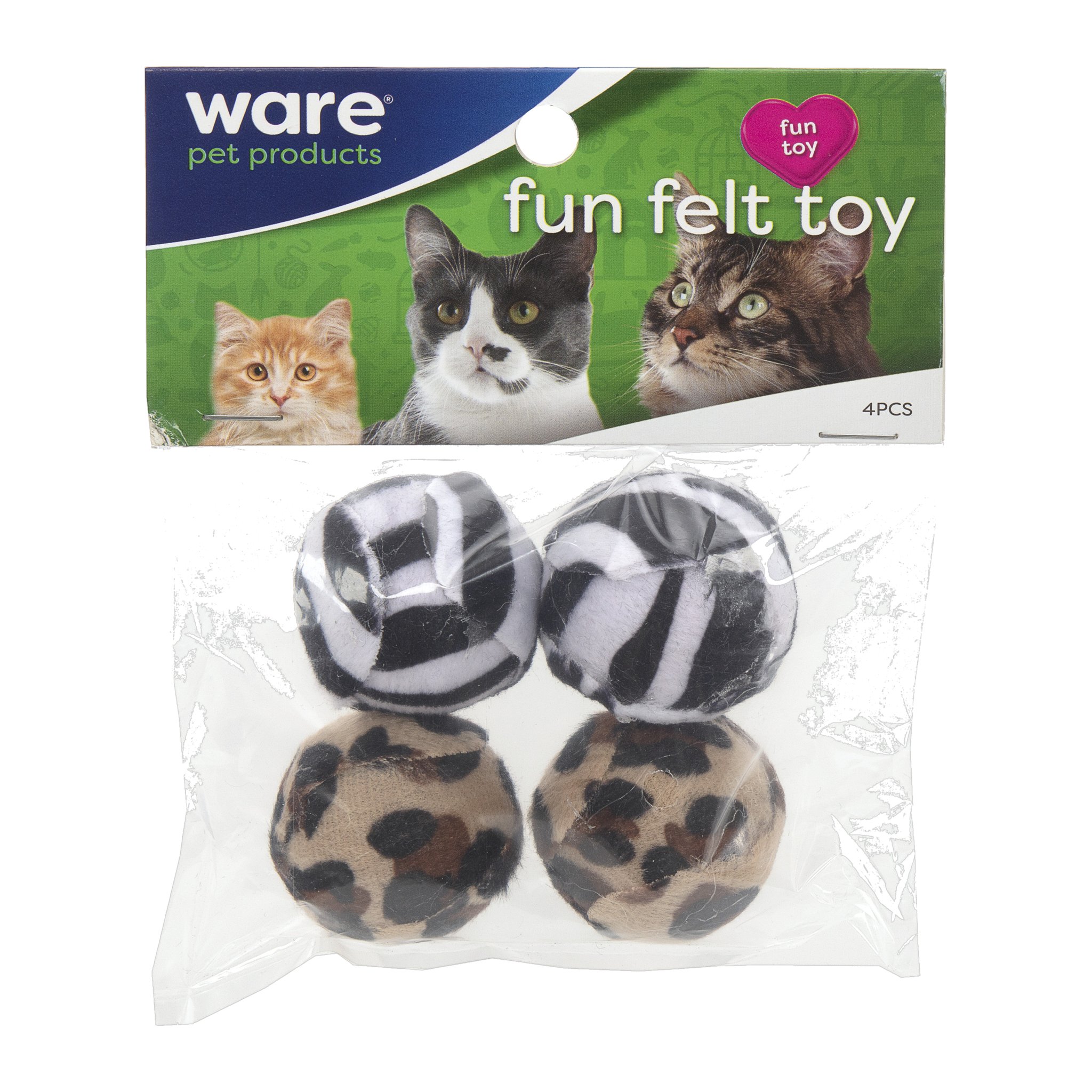 Ware Fun Felt Toy 4-pack in retail packaging front view