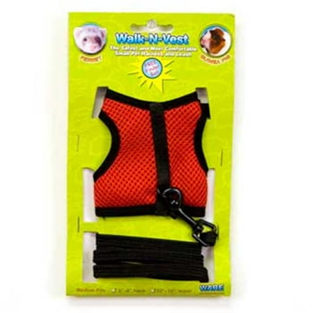 Ware Manufacturing Nylon Walk-N-Vest Pet Harness and Leash for Small Pets, medium size.