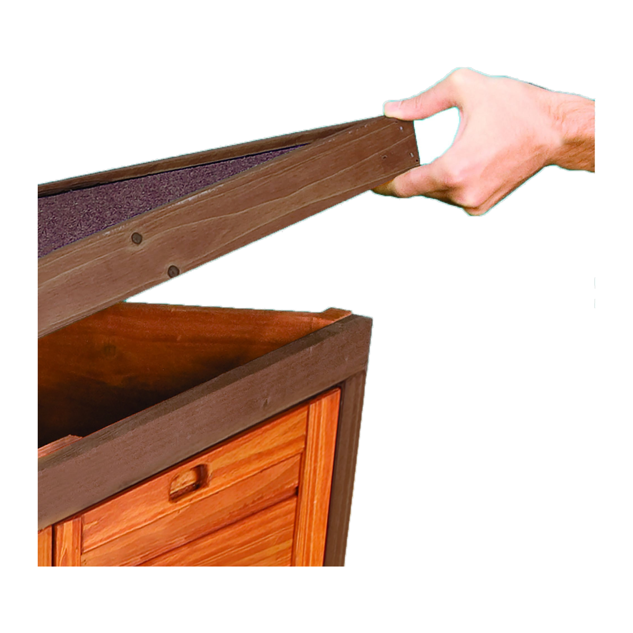 Waterproof shingle roof lifts up for easy access