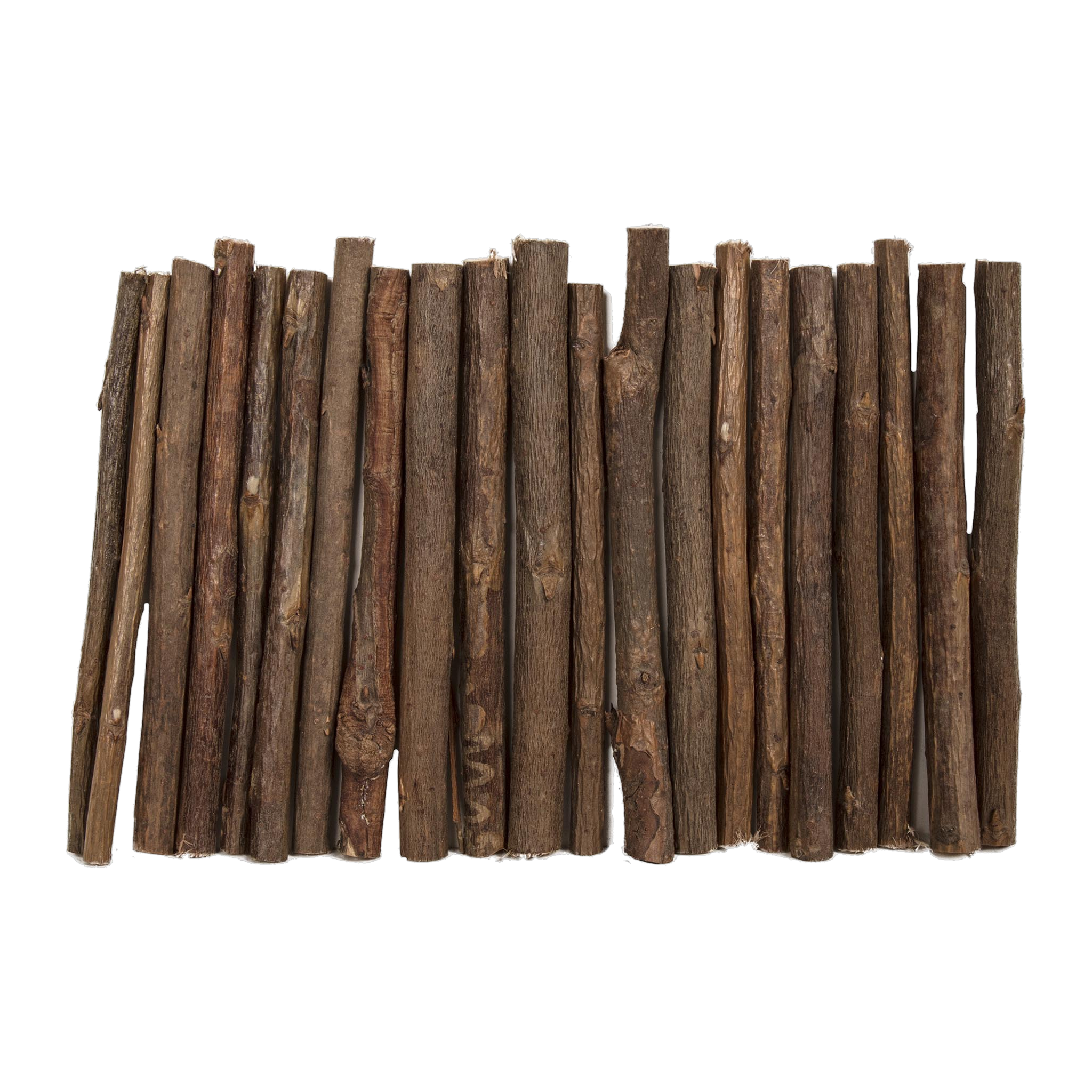 Natural willow pretzel sticks lined up in a row